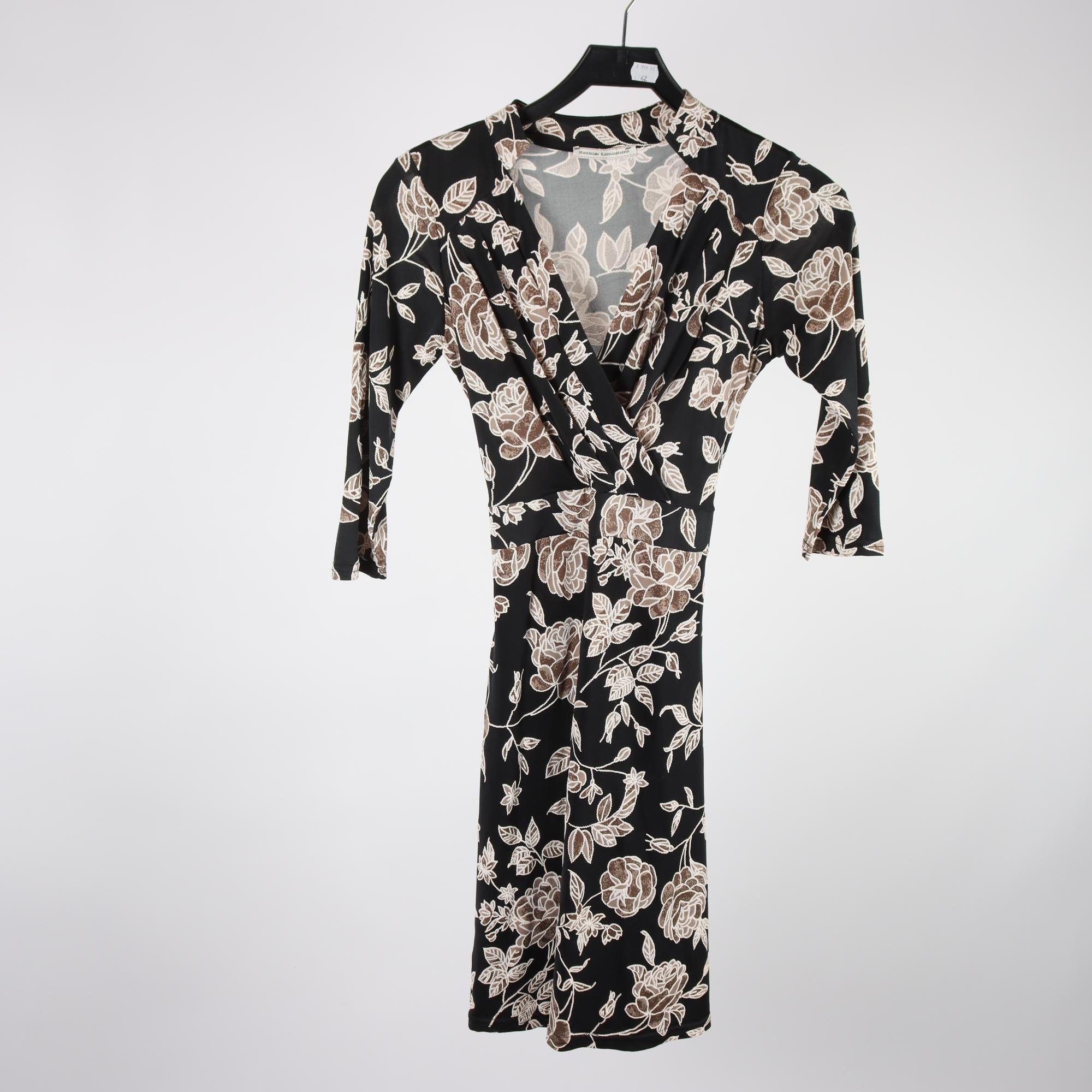 Klänning, Stockholms Klänningsfabrik, svart, mönstrad, stl. T1 (S)