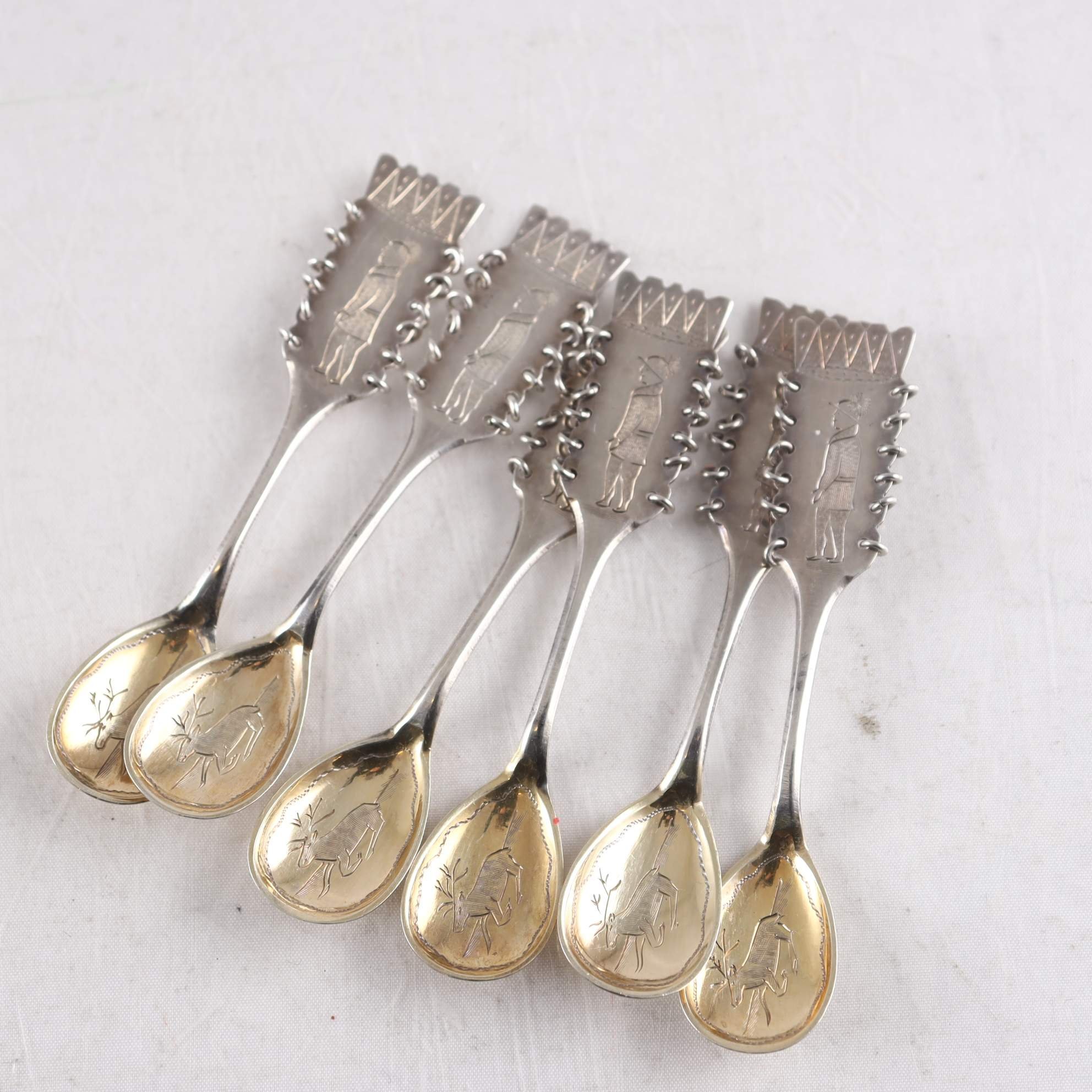 Teskedar, silver, samehantverk, Onnela Bror, Vittangi, 1949