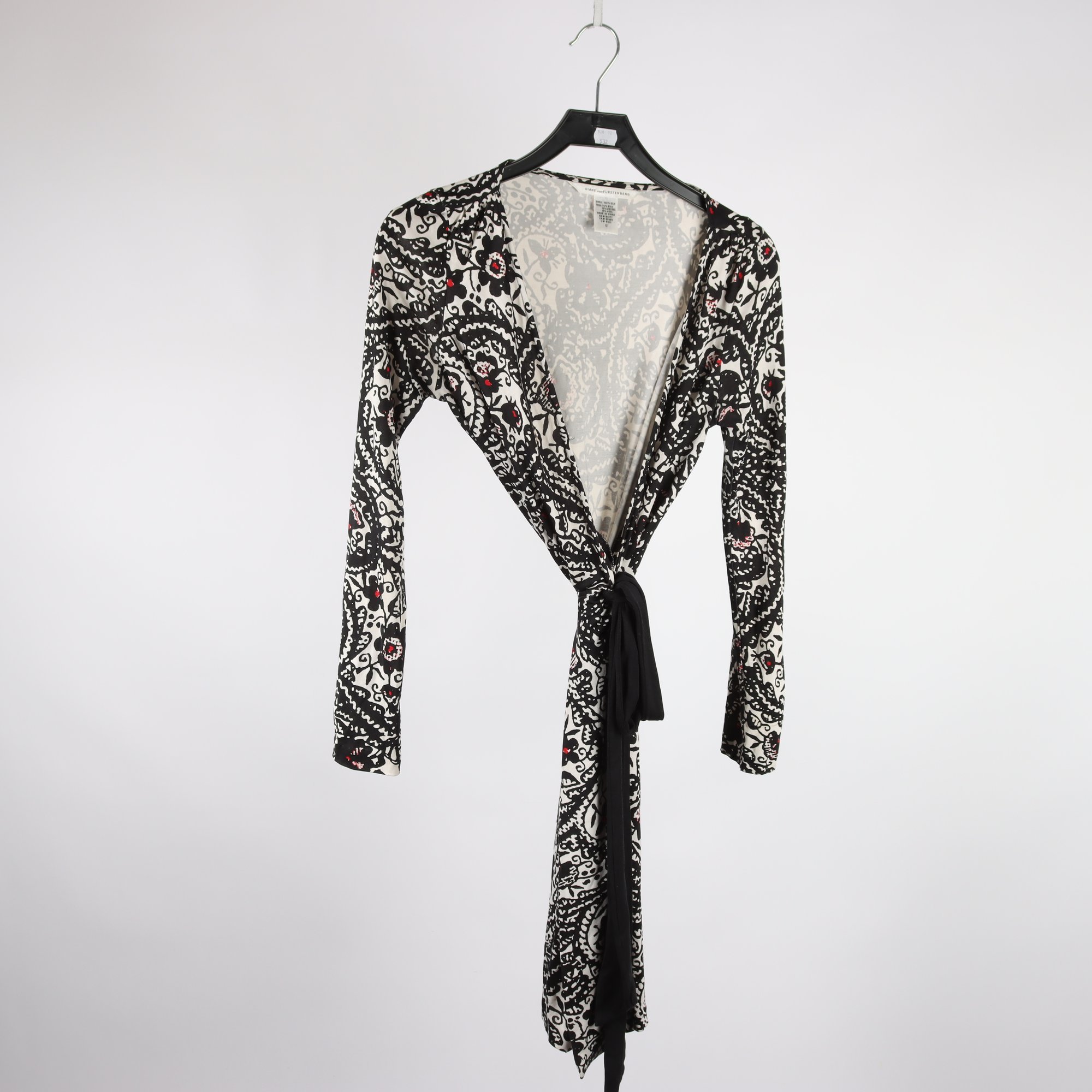 Klänning, Diane von Furstenberg, svart, vit, 100% silke, stl. M/L.