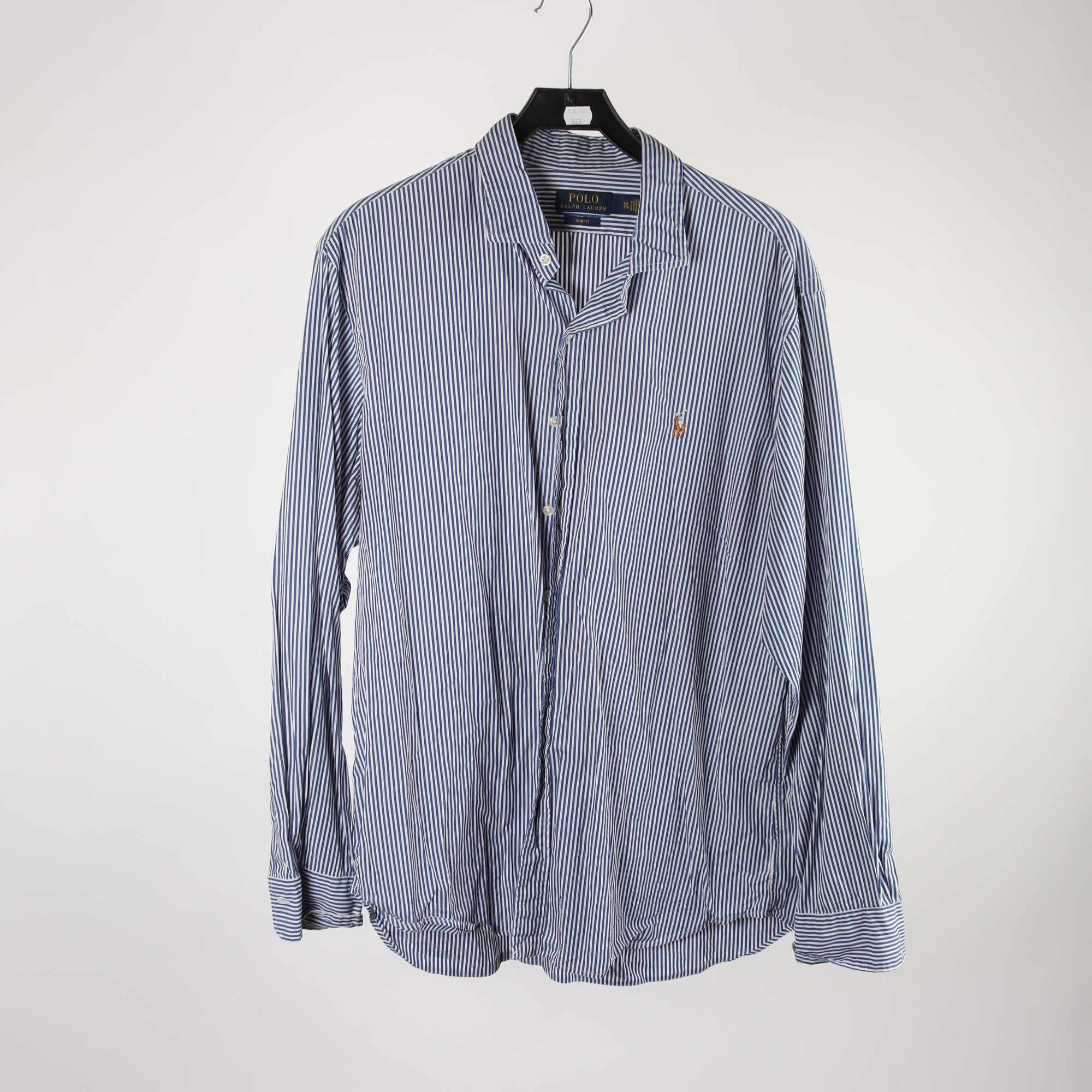 Skjorta, Polo Ralph Lauren, randig, vit, blå, slim fit, stl. XXL.