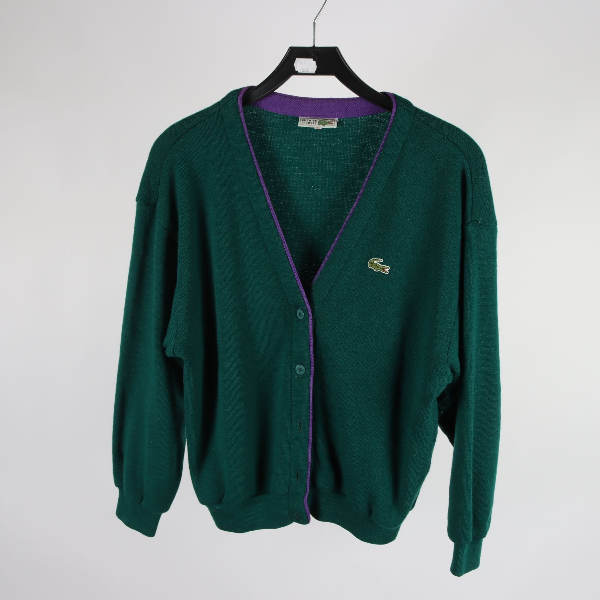 Kofta, Chemise Lacoste, grön, lila, retro, stl. 40.