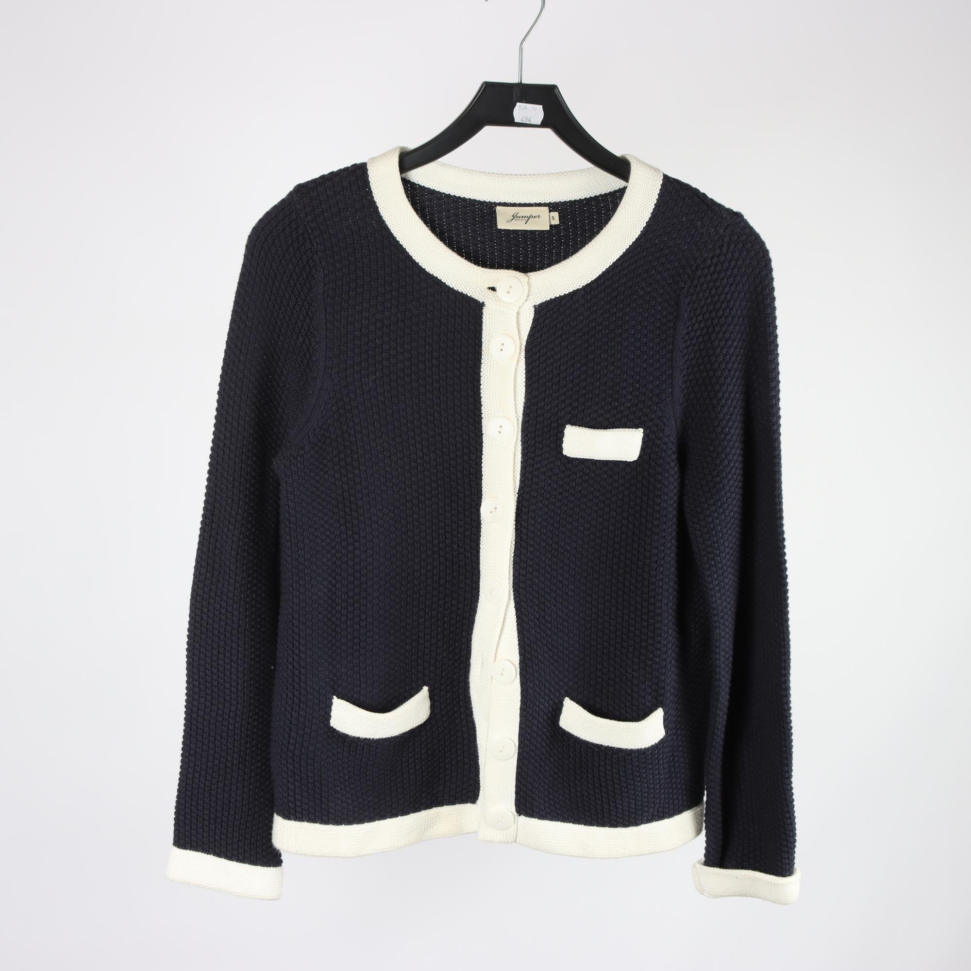 Kofta, Jumperfabriken, blå, vit, stl. S.