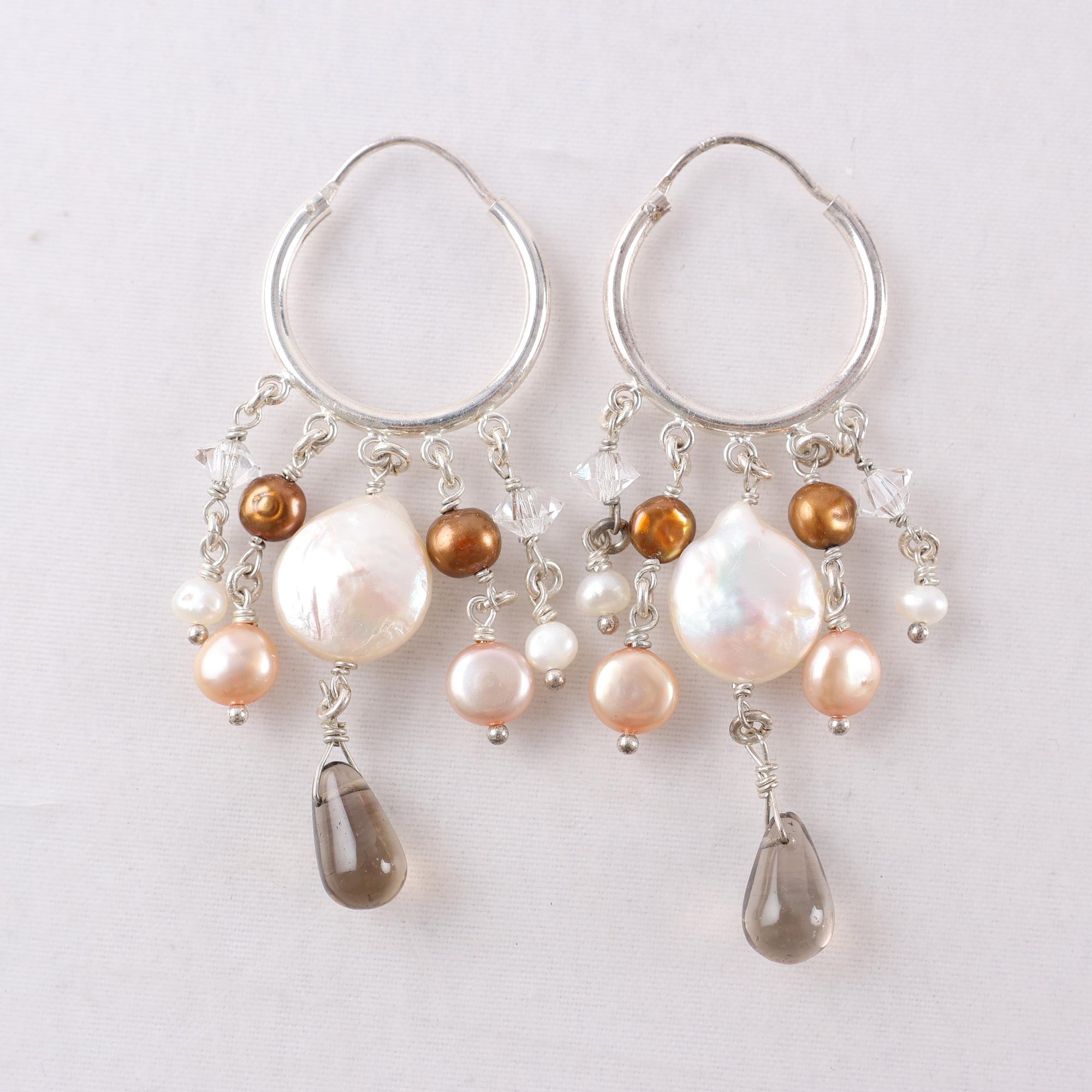 Örhängen, silver 925, sötvattenpärlor, brv: 7.9g