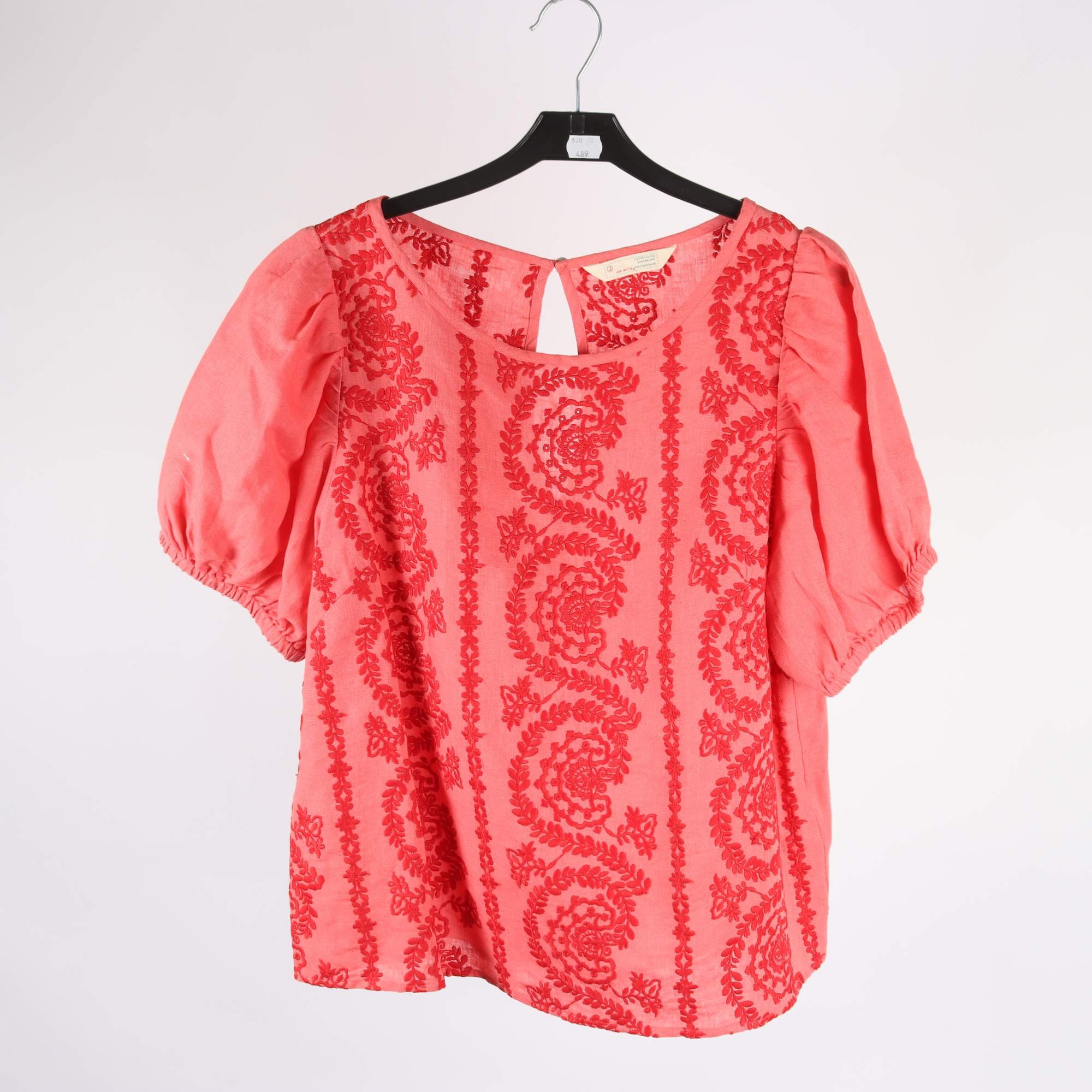 Blus, Odd Molly, orange, röd, broderad, lin, stl. M.