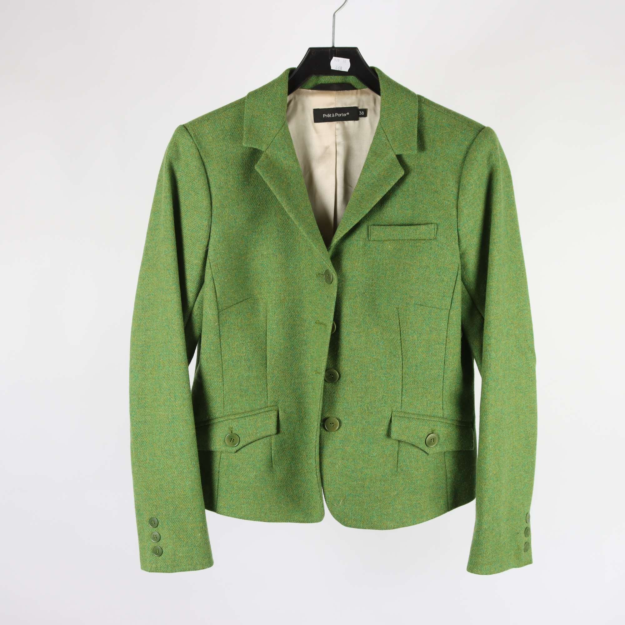 Jacka, Pret a Porterf, grön, ull, stl. 38.