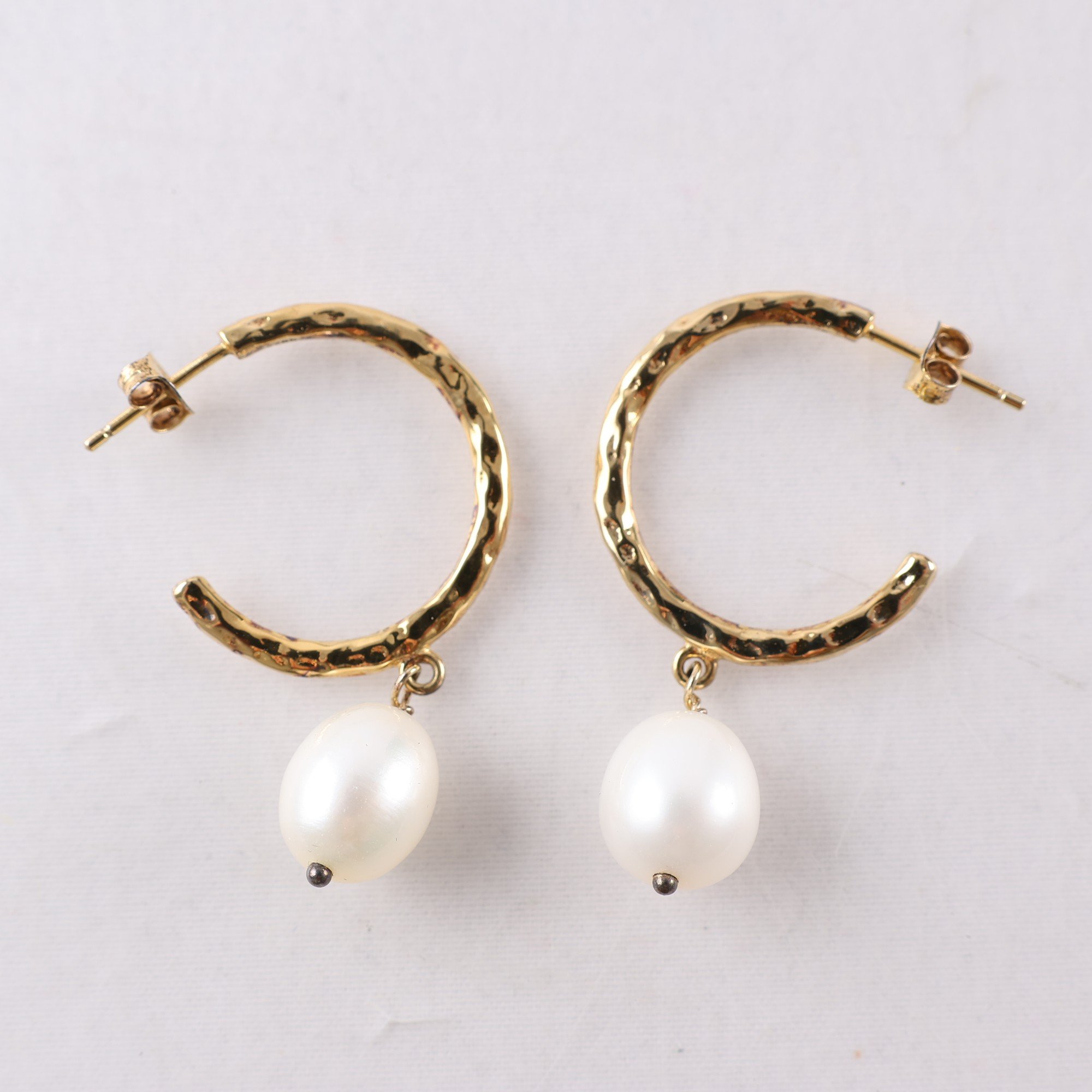 Örhängen, silver 925, förgyllda, sötvattenspärla, brv: 7.4g