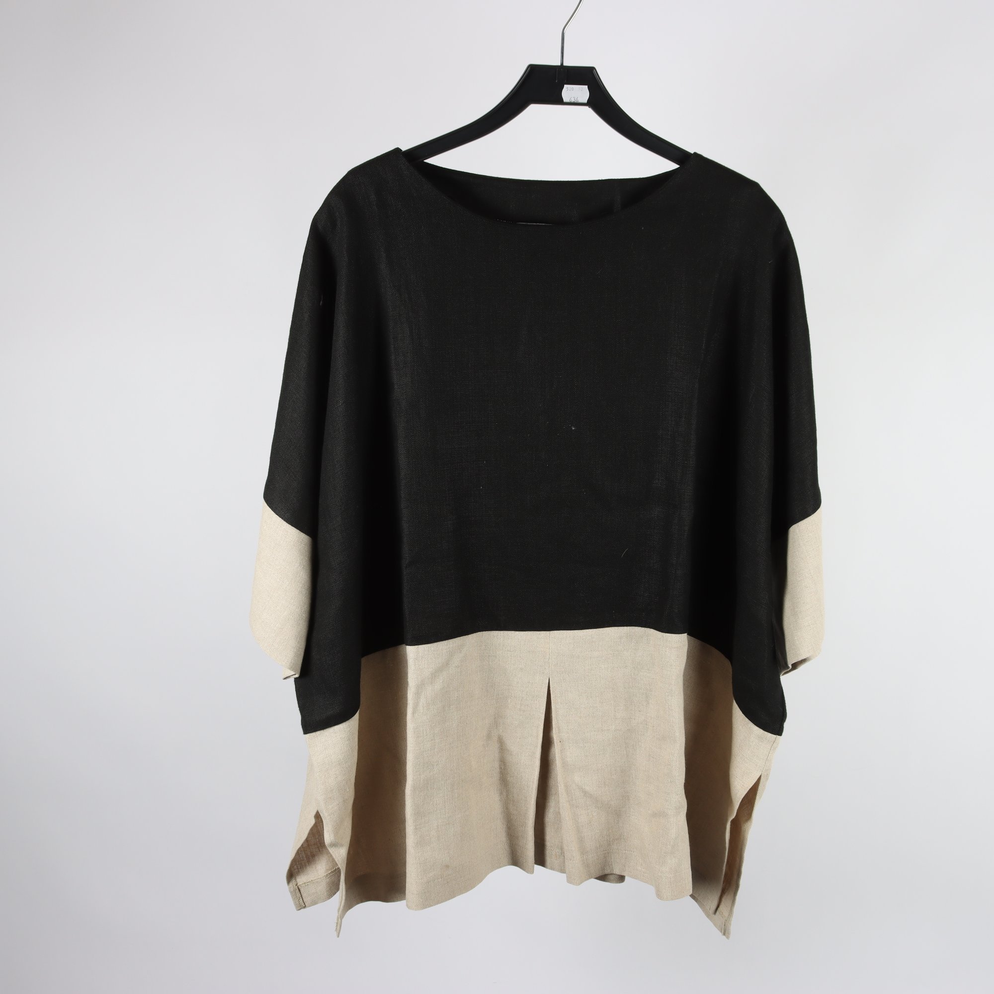 Blus, Baldino, svart, beige, lin, stl. 42.