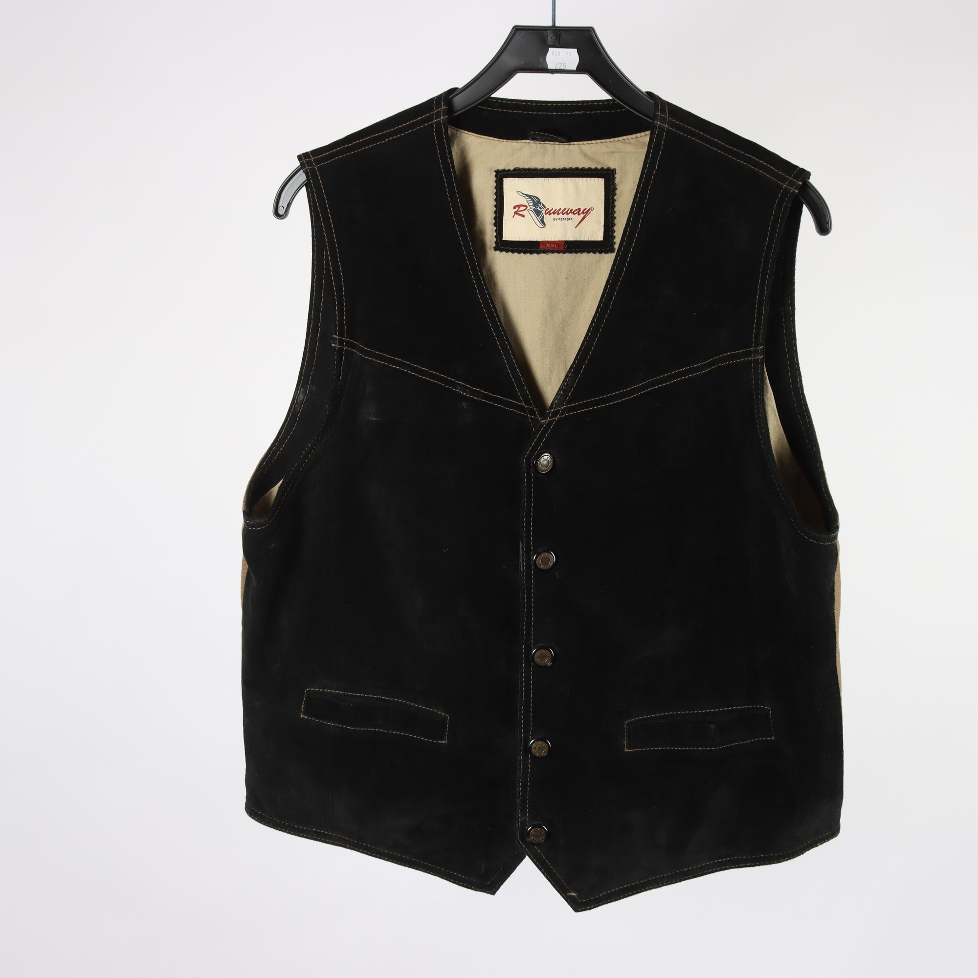 Väst, Runaway, svart, mocka, stl. XXL.