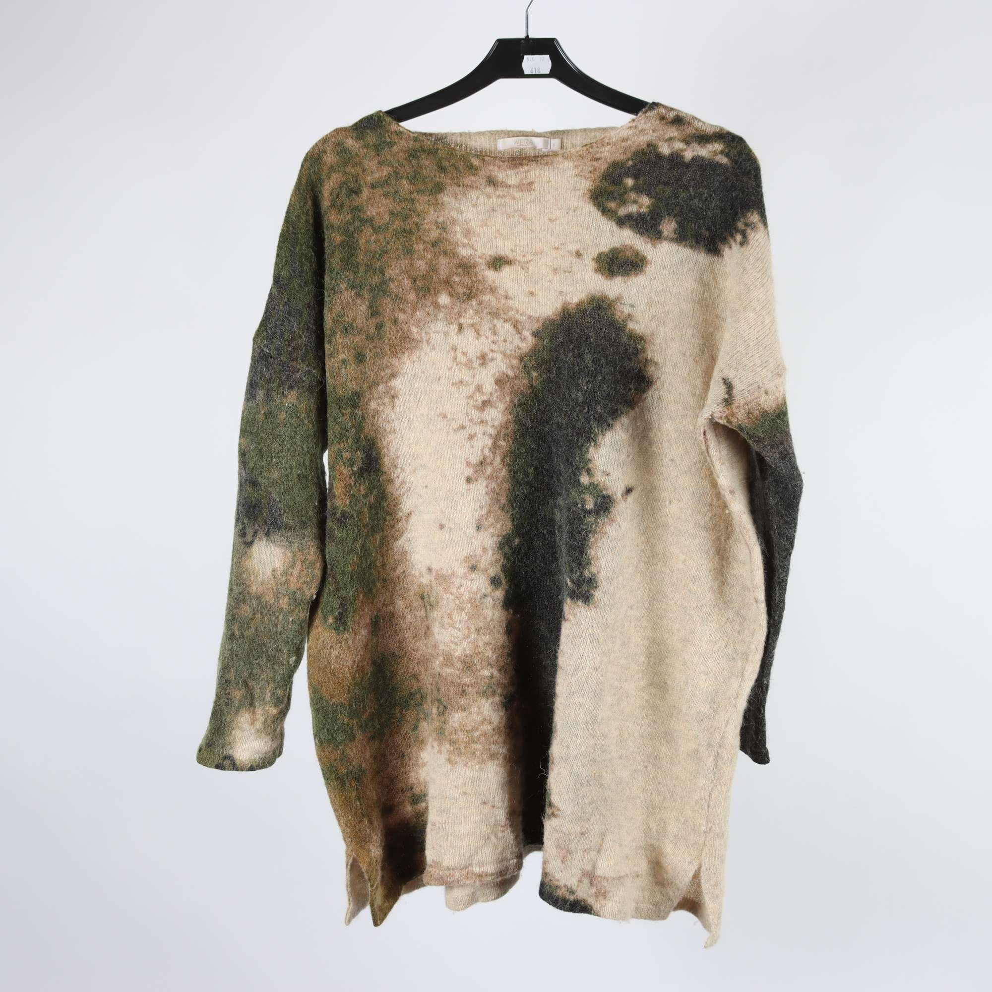 Tröja, Wera, grön, beige, ull, alpaca, stl. S.