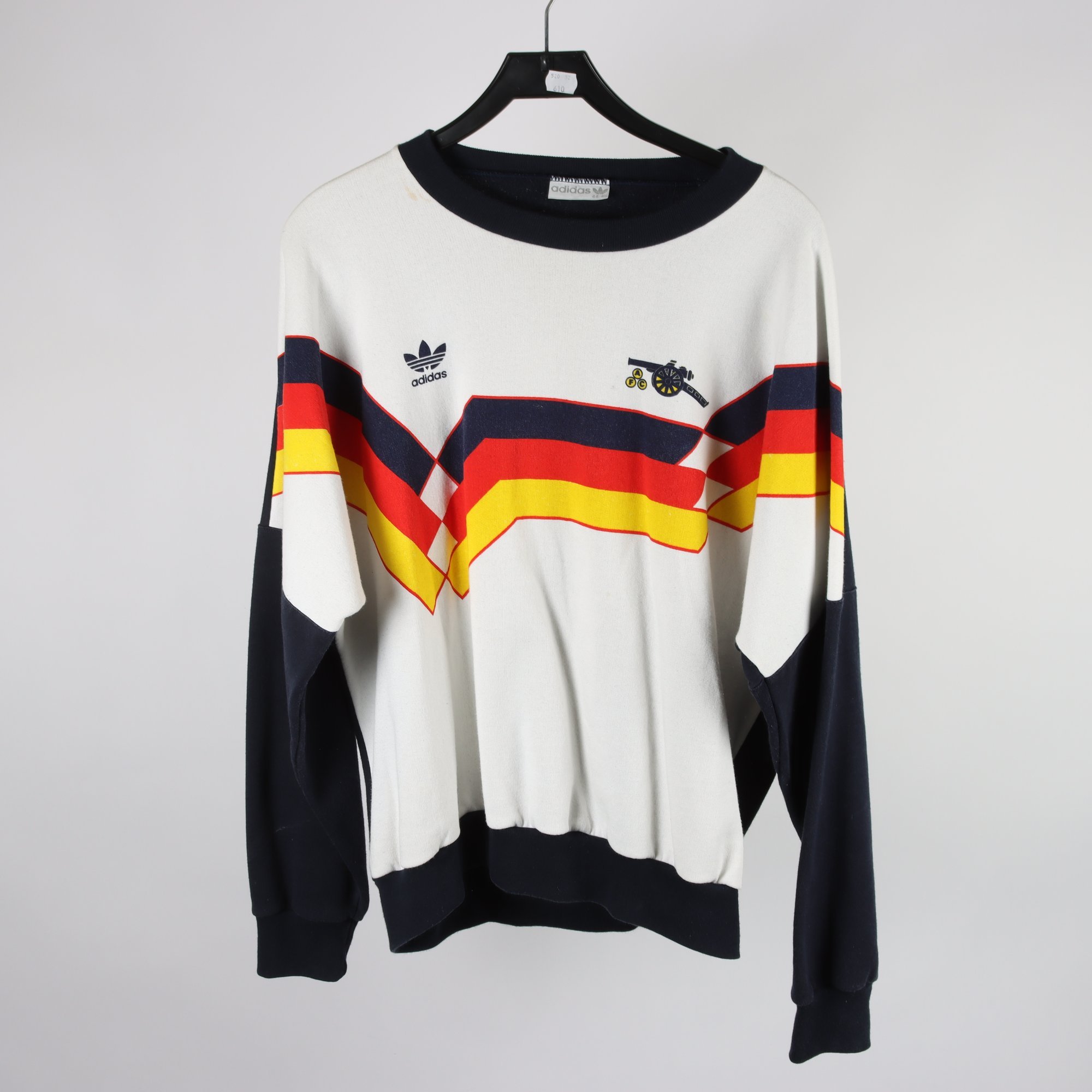 Sweatshirt, Adidas, vit, blå, retro, stl. 44/46.