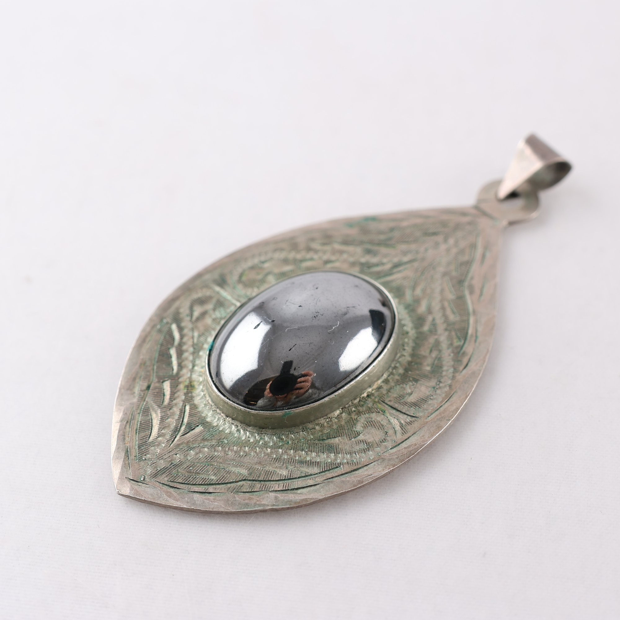 Hängsmycke, Silver, Polerad sten, Brv: 20.3g