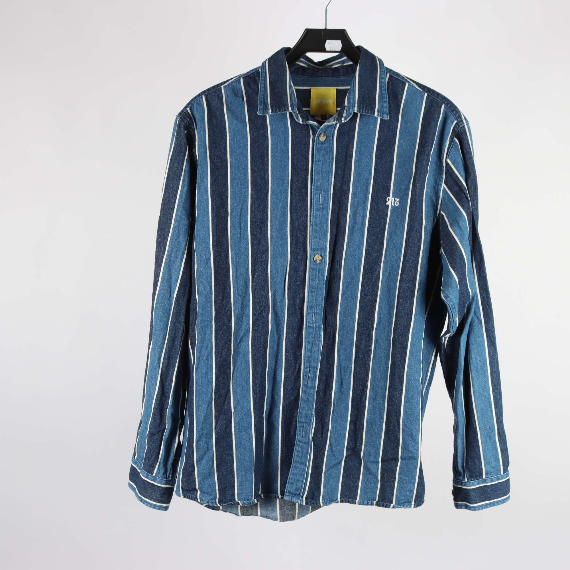 Skjorta, Rotation, randig, blå, jeans, stl. ca. M.