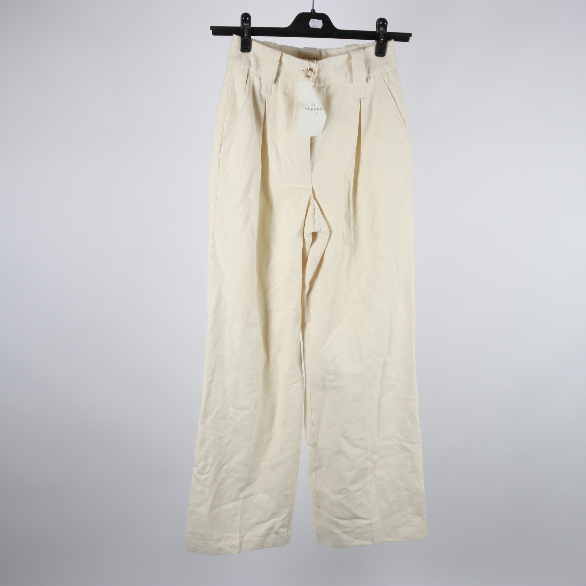 Byxor, Sézane, offwhite, ullmix, stl. 34.