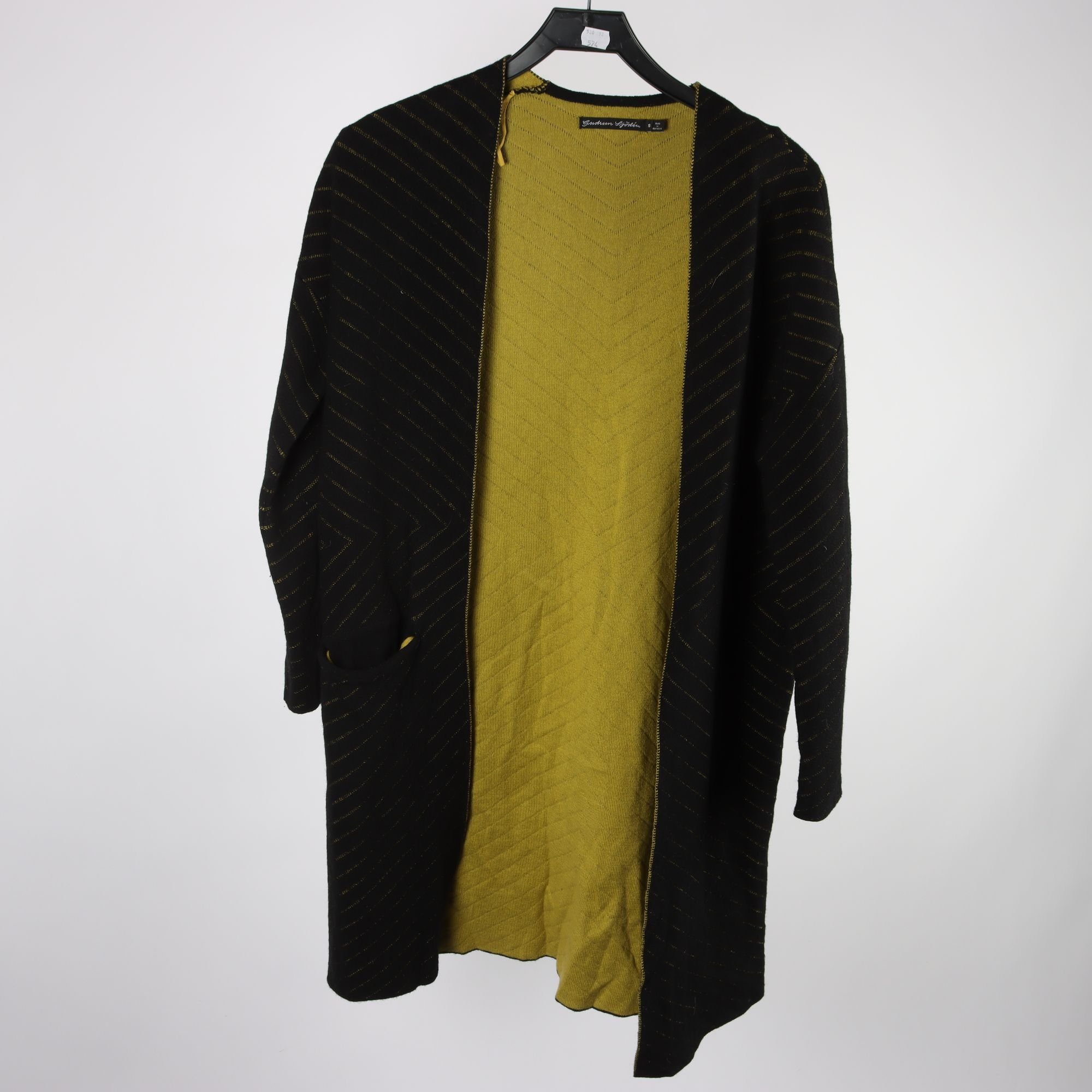 Kofta, Gudrun Sjödén, svart, gul, ull, bomull, stl. S.