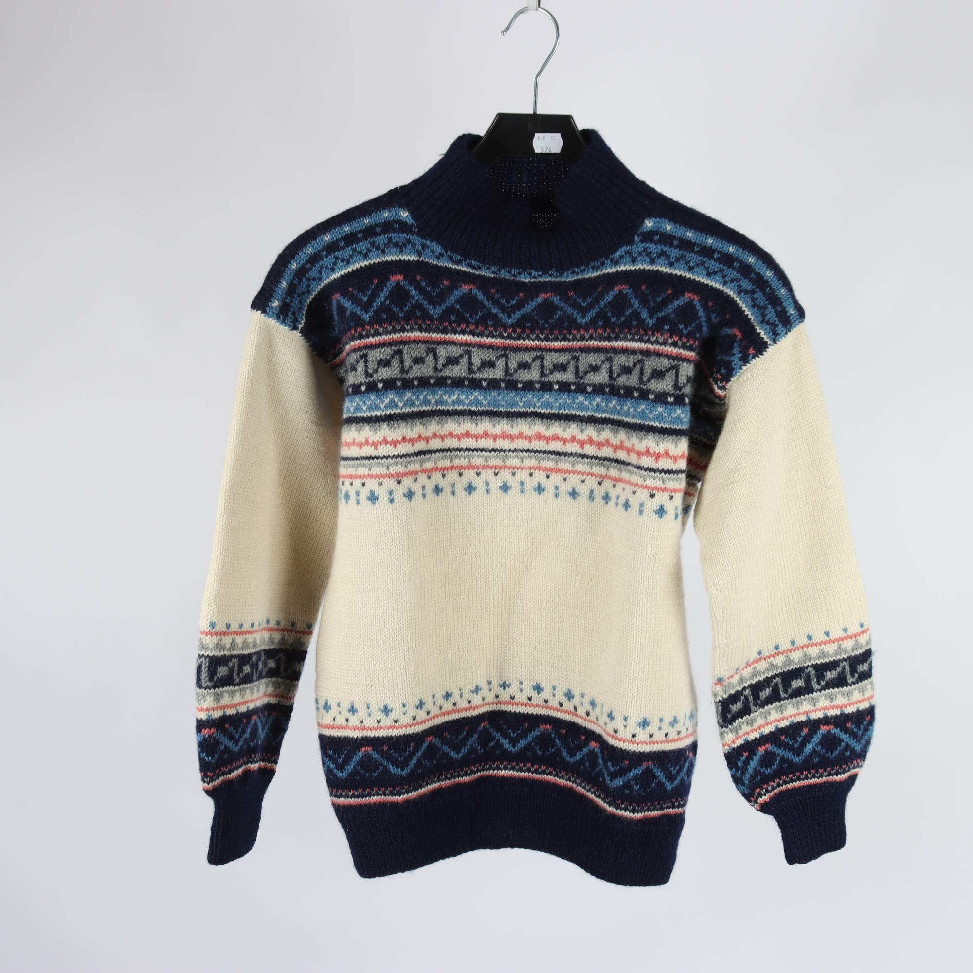 Tröja, Okänd, beige, blå, stl. ca. XS.