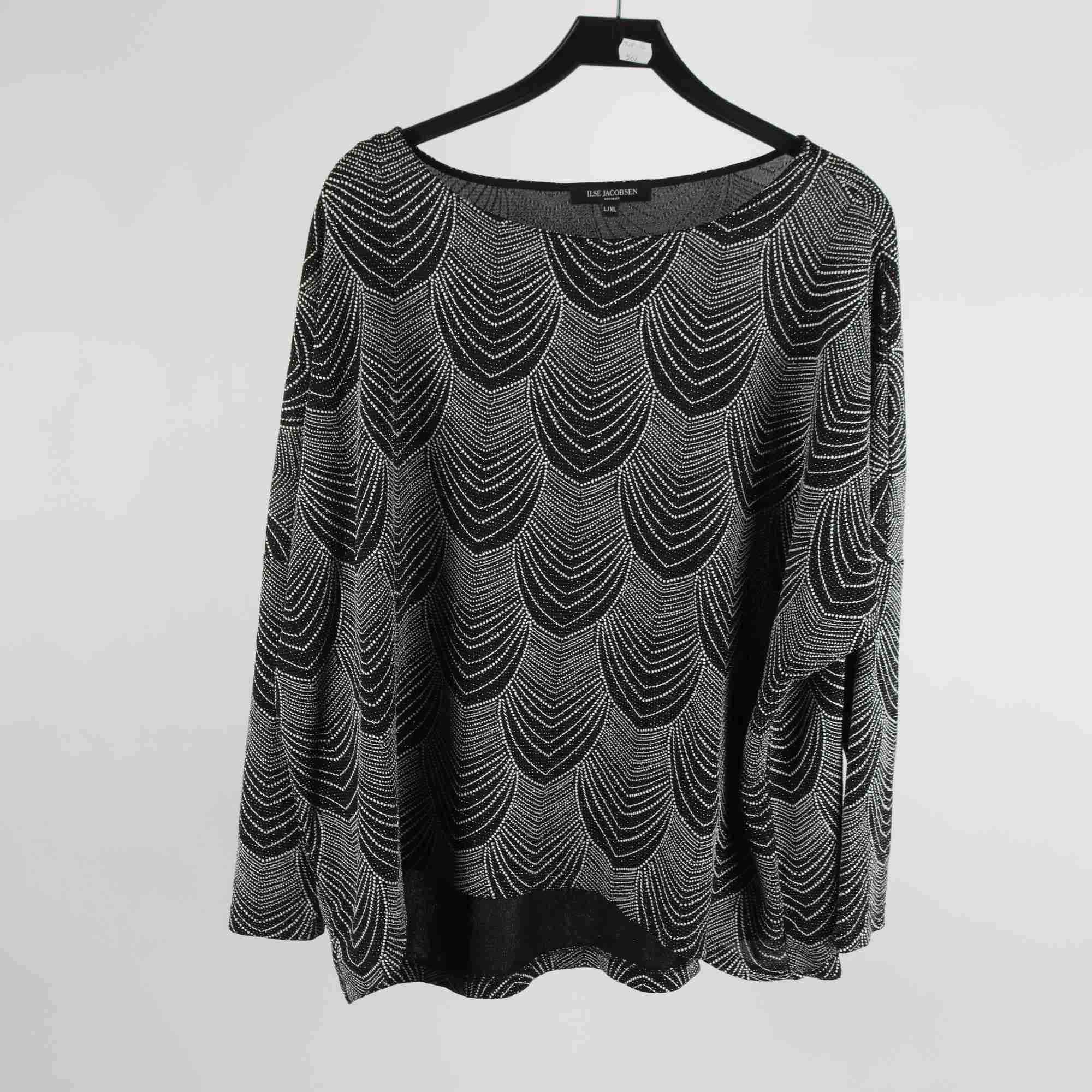Tröja, Ilse Jacobsen, svart, silver, glittrigt, stl. L/XL.