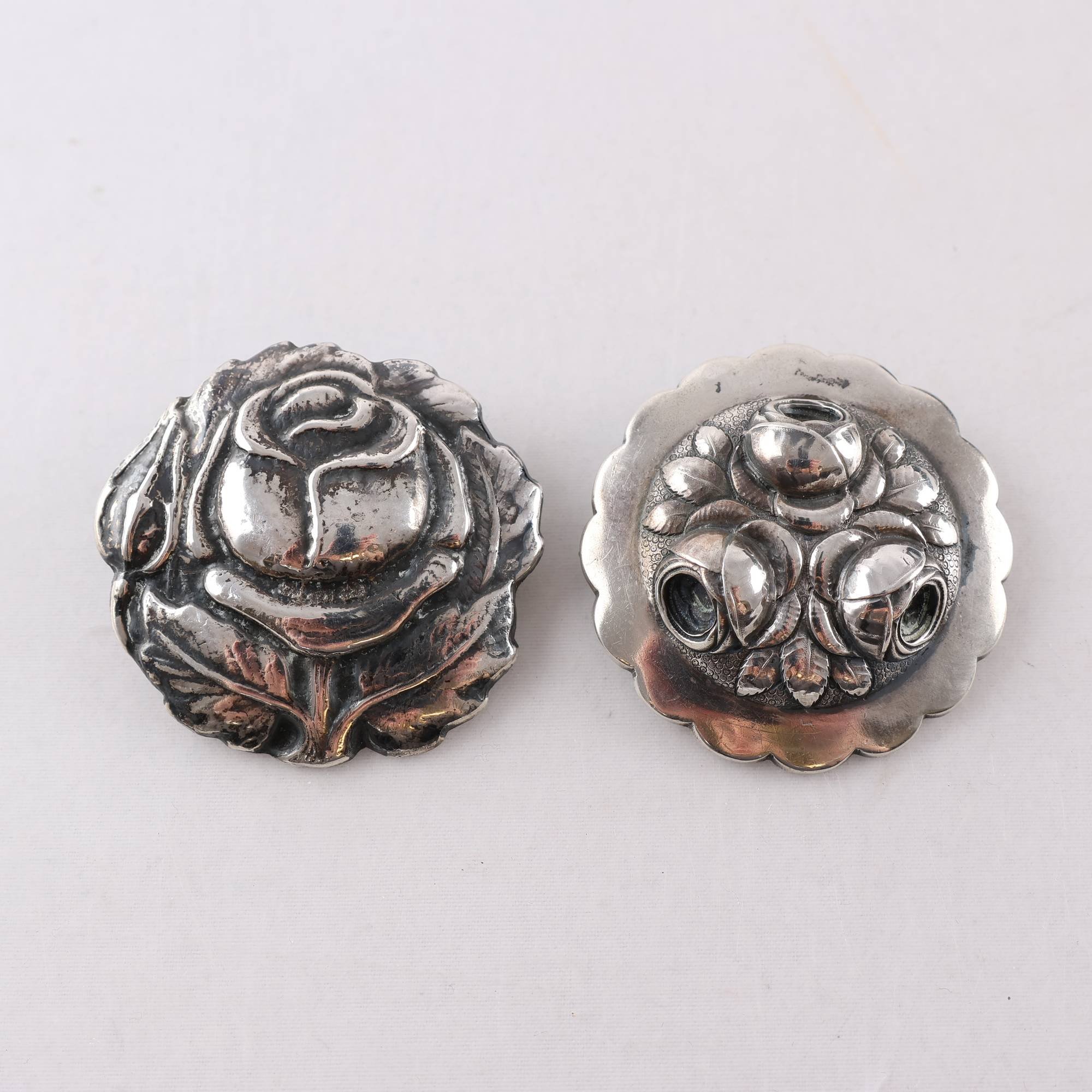 Broscher, silver 925, 830, rosor, vintage, vikt: 18.4g