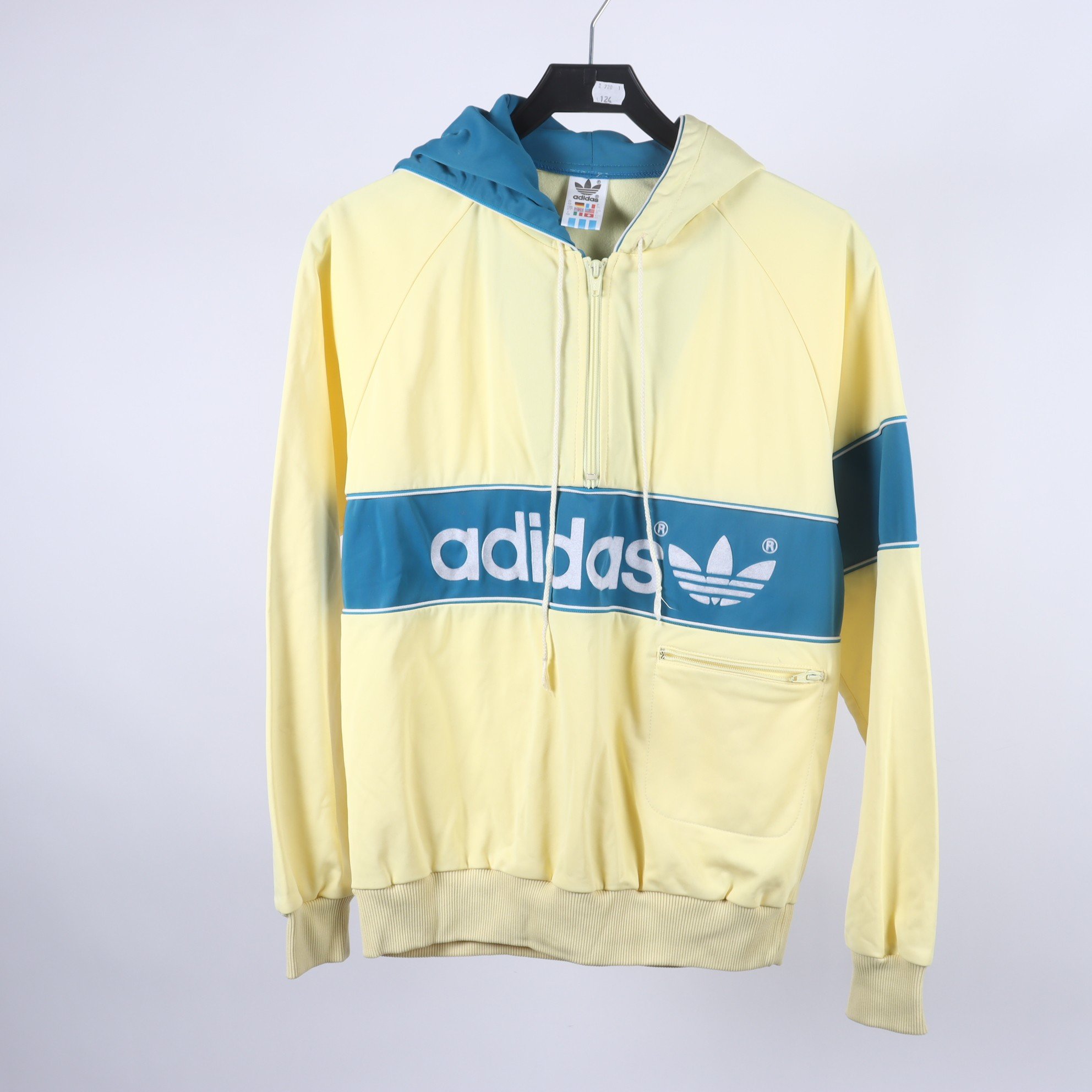 Sporttröja, vintage, Adidas, gul, blå, stl. US S