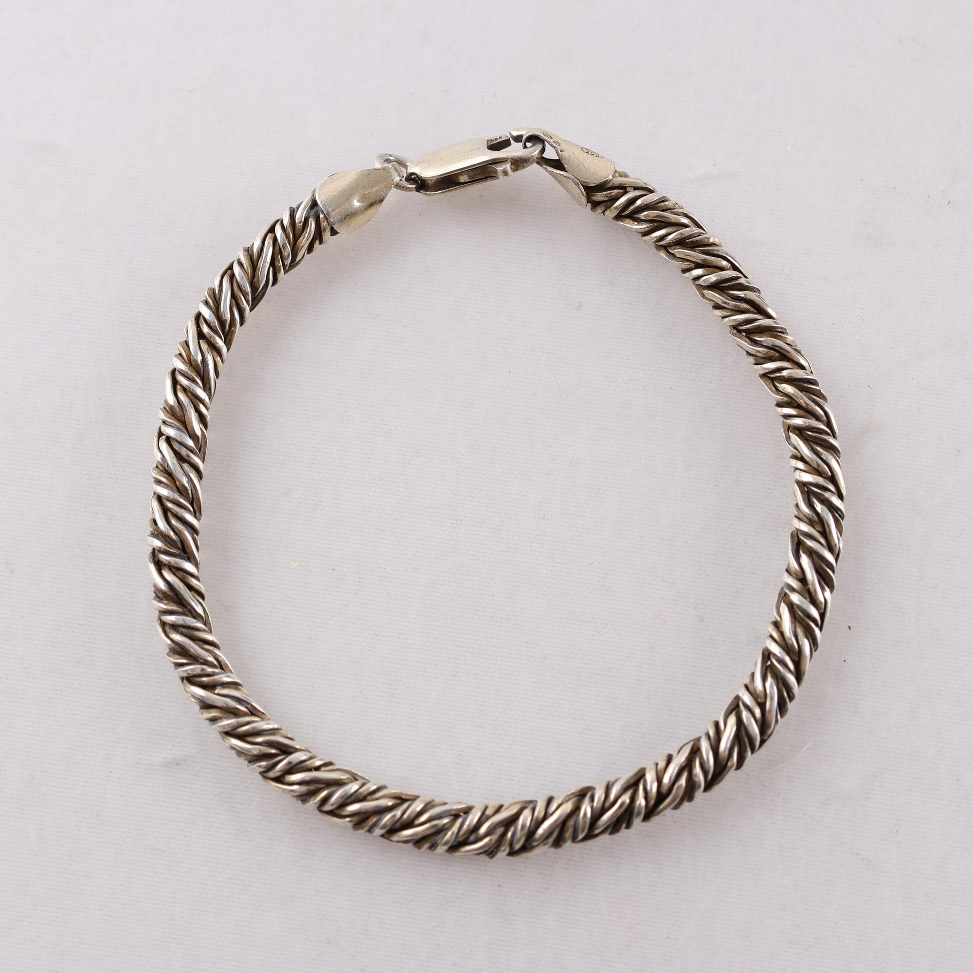 Armband, tvinnad länk, silver 925, vikt: 18.9g