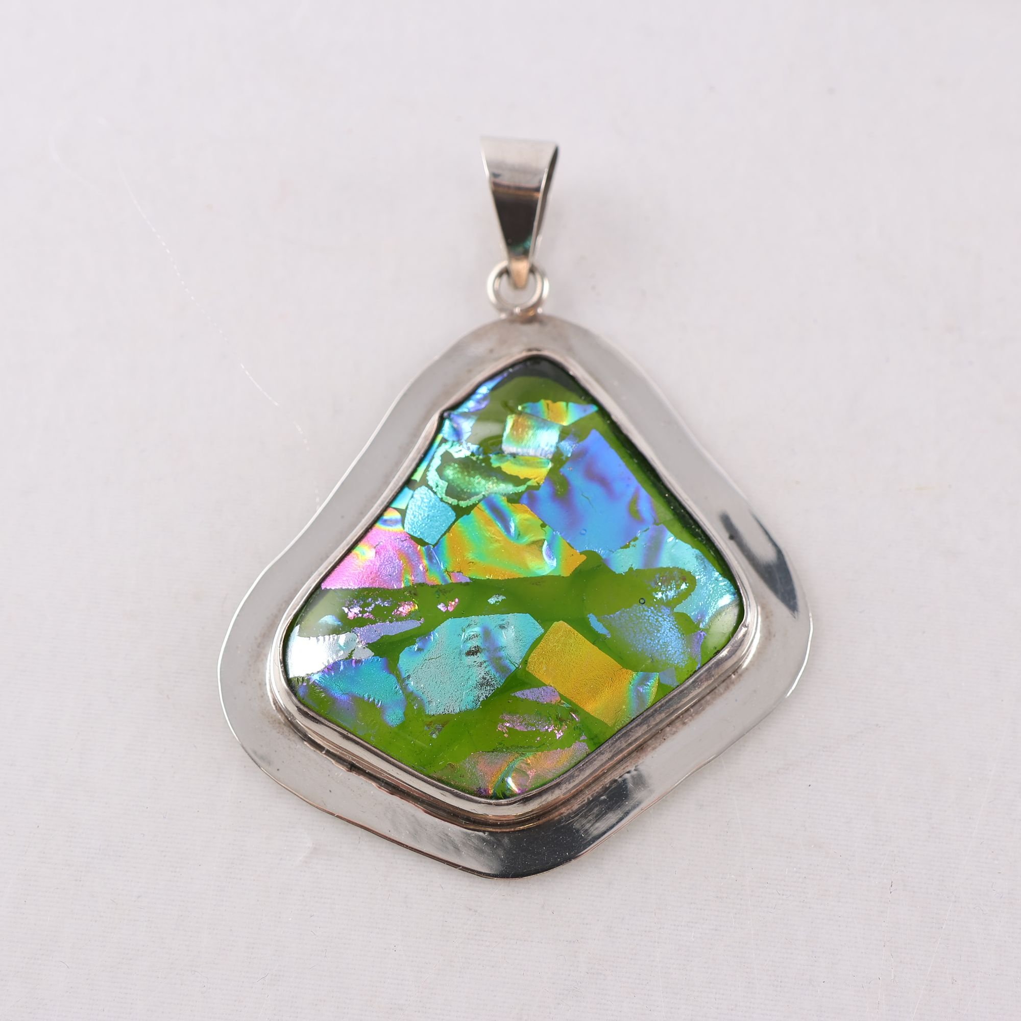 Hänge, silver 925, multifärgat glas, brv: 21.2g