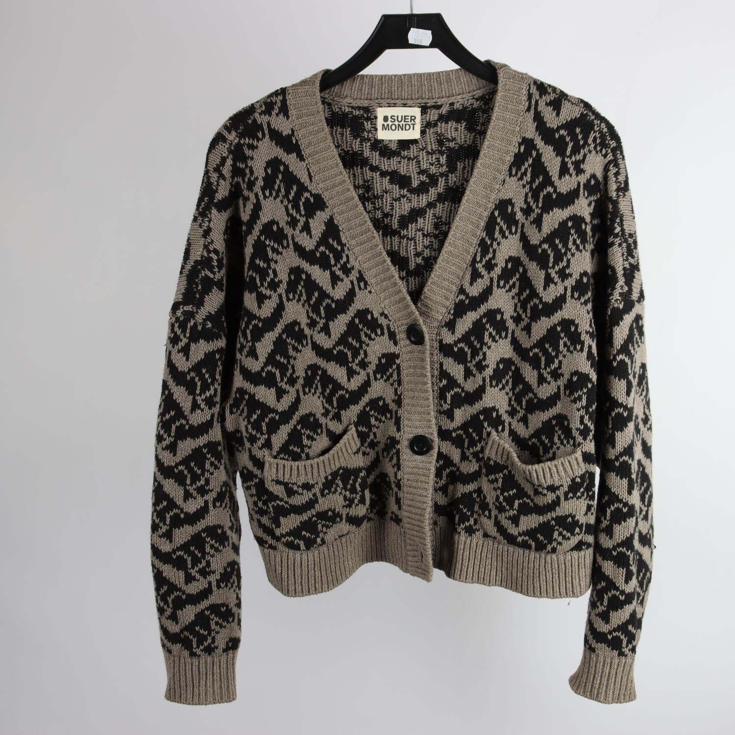 Kofta, Suer Mondt, grå, svart, bomull, cashmere, stl. ca. S/M