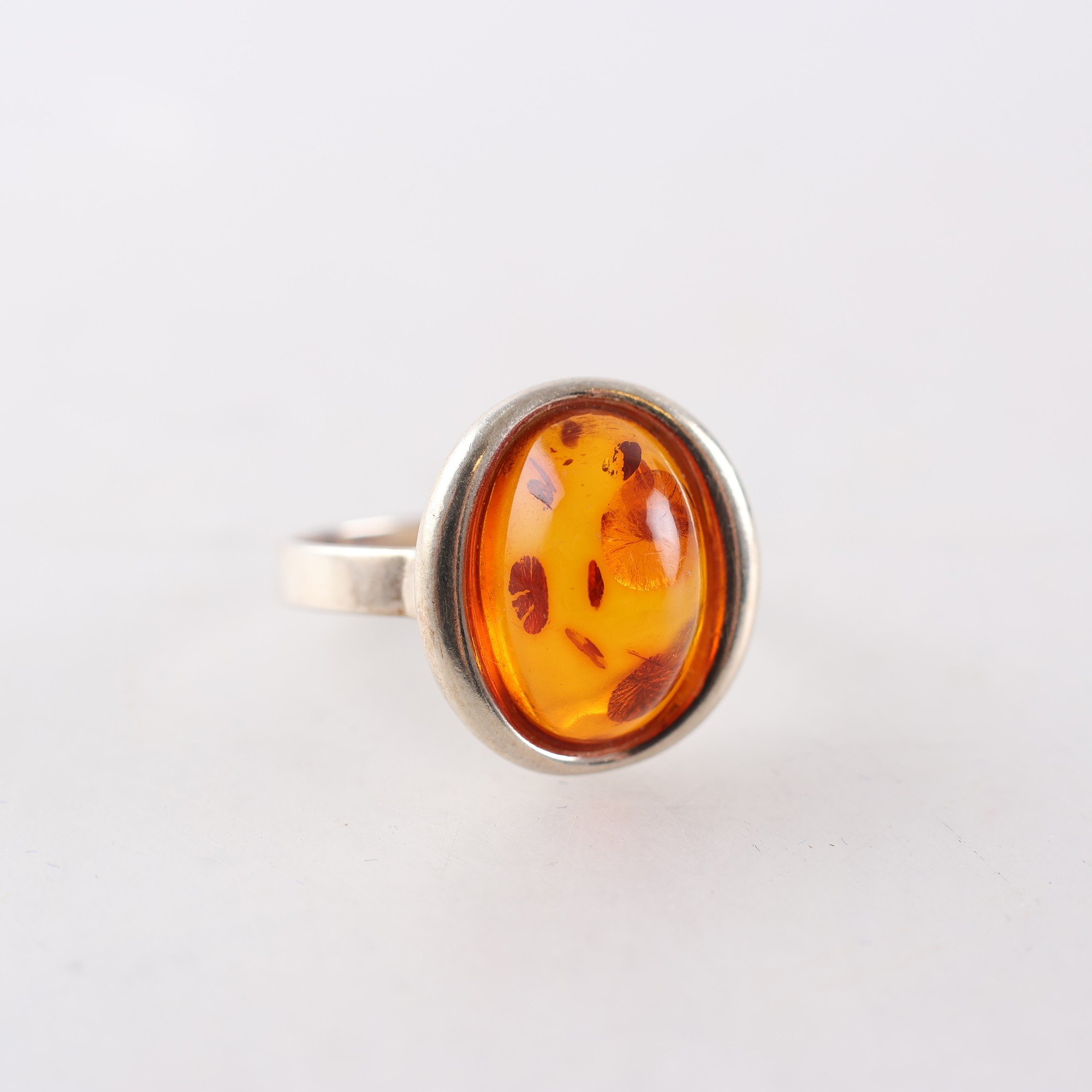 Ring, silver 925, bärnsten, brv: 3.9g