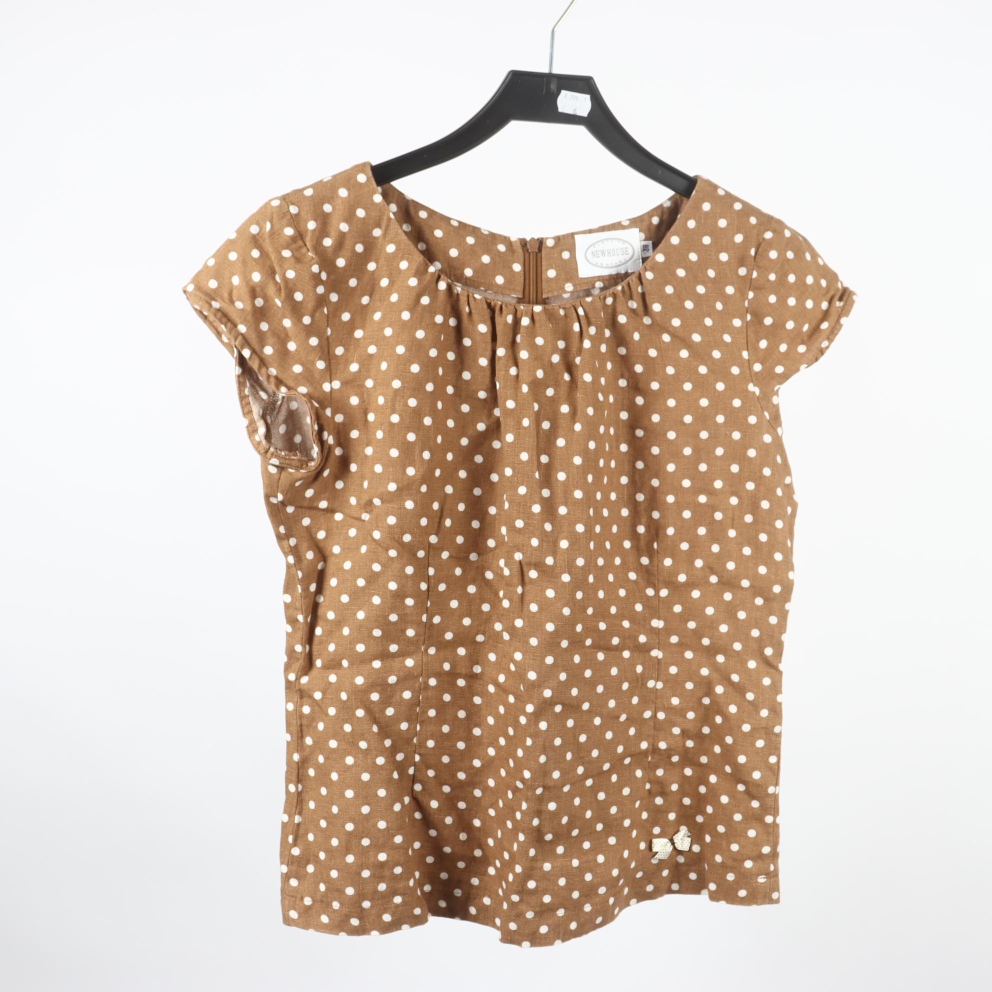 Blus, Newhouse, brun, vit, prickig, stl. 38