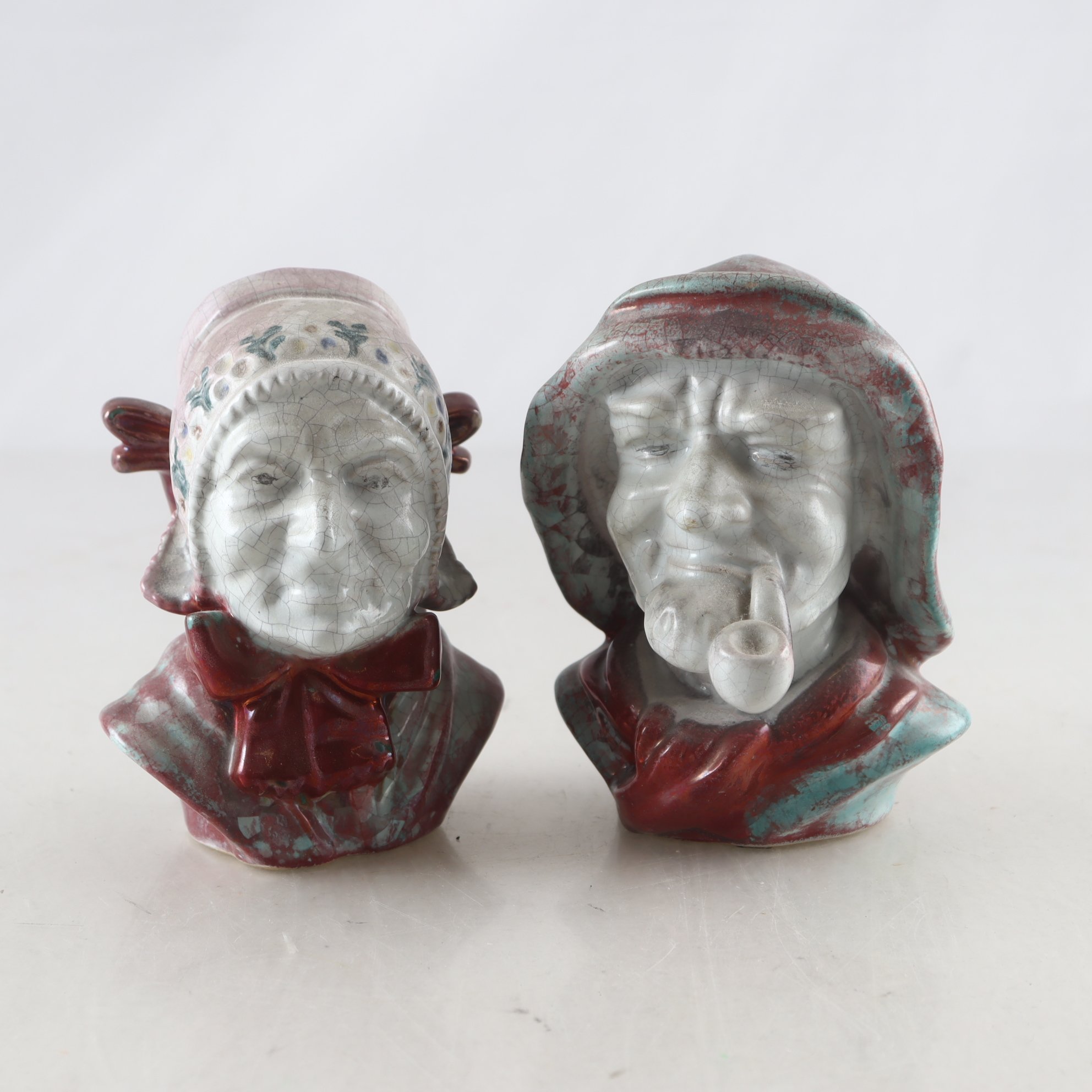 Paret figuriner, byster, Michael Andersen, Bornholm, sign.