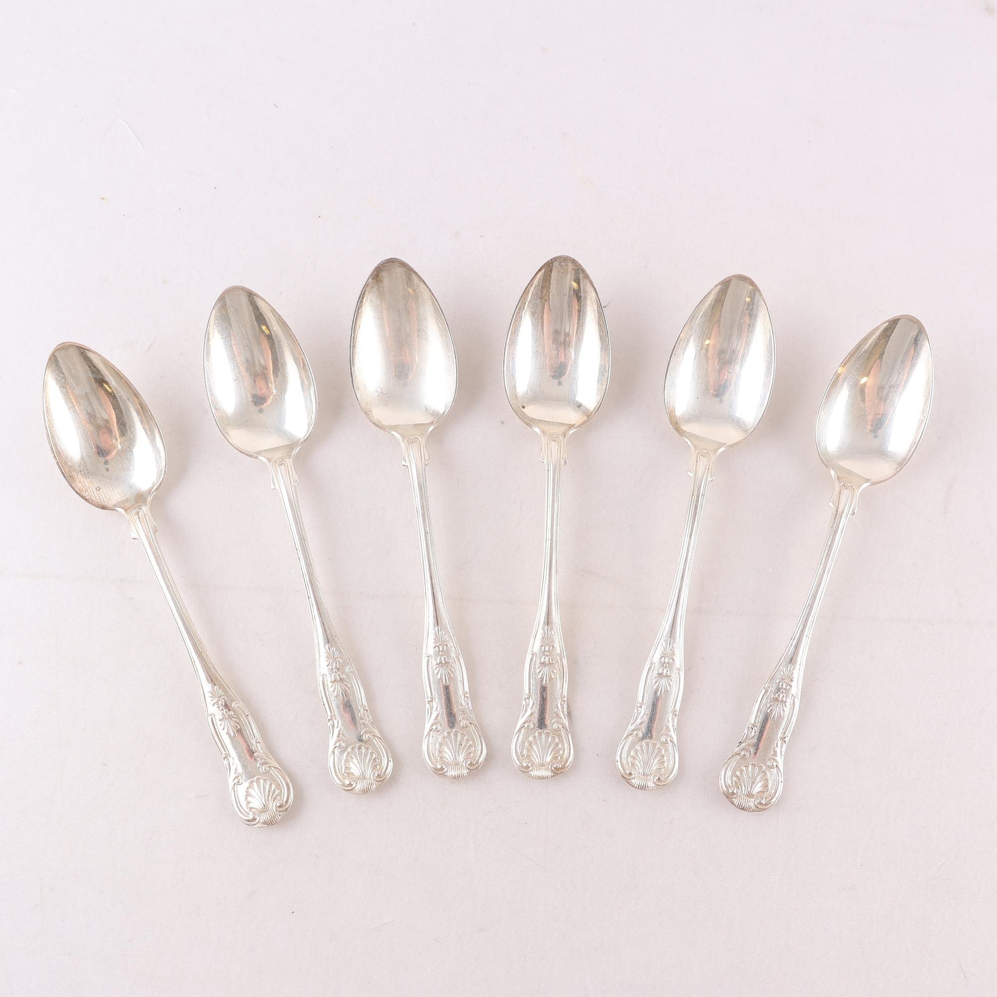 Teskedar, Silver, stämplade: Kattfot, S. Vikt: 156g.