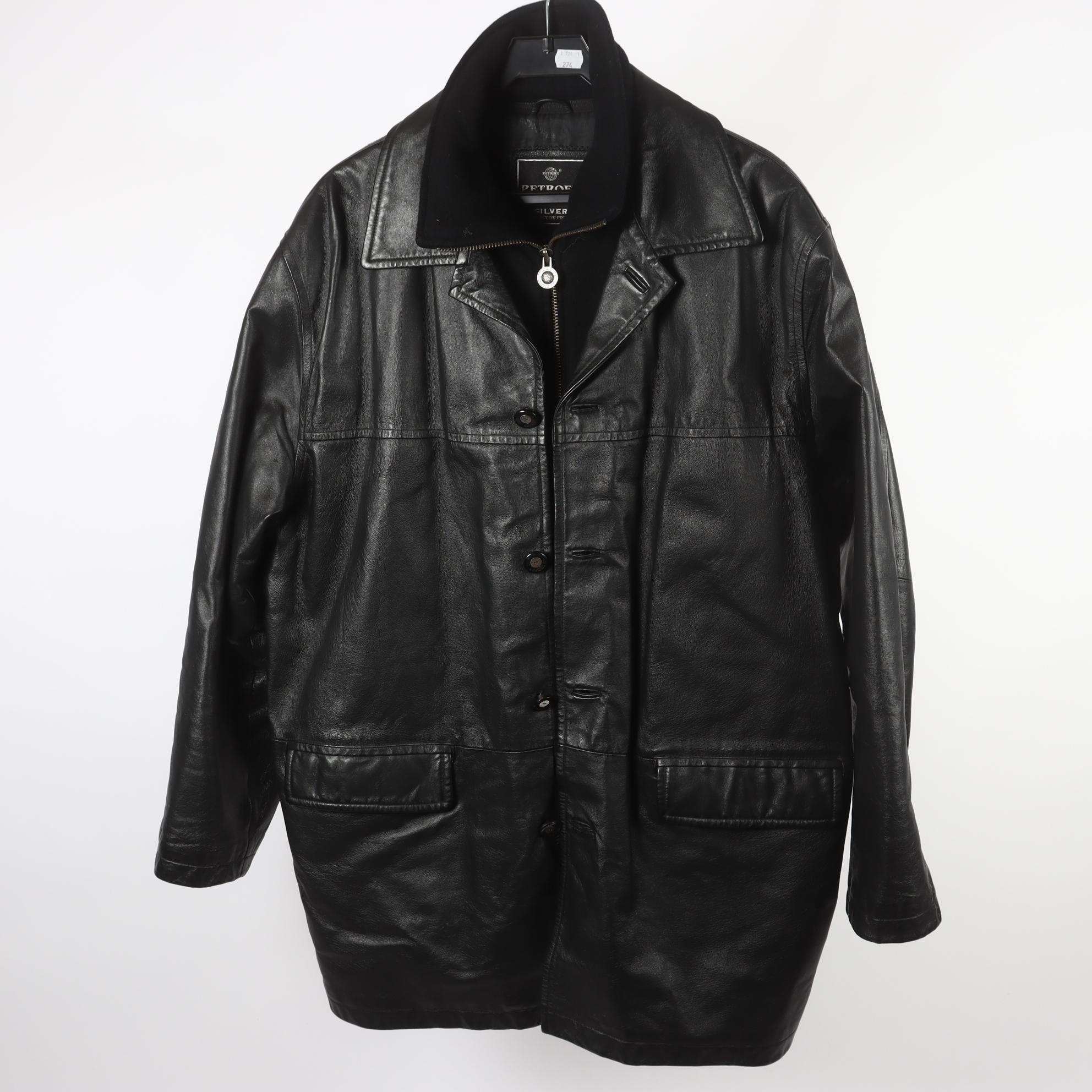 Skinnjacka, Petroff, svart, stl. 2XL