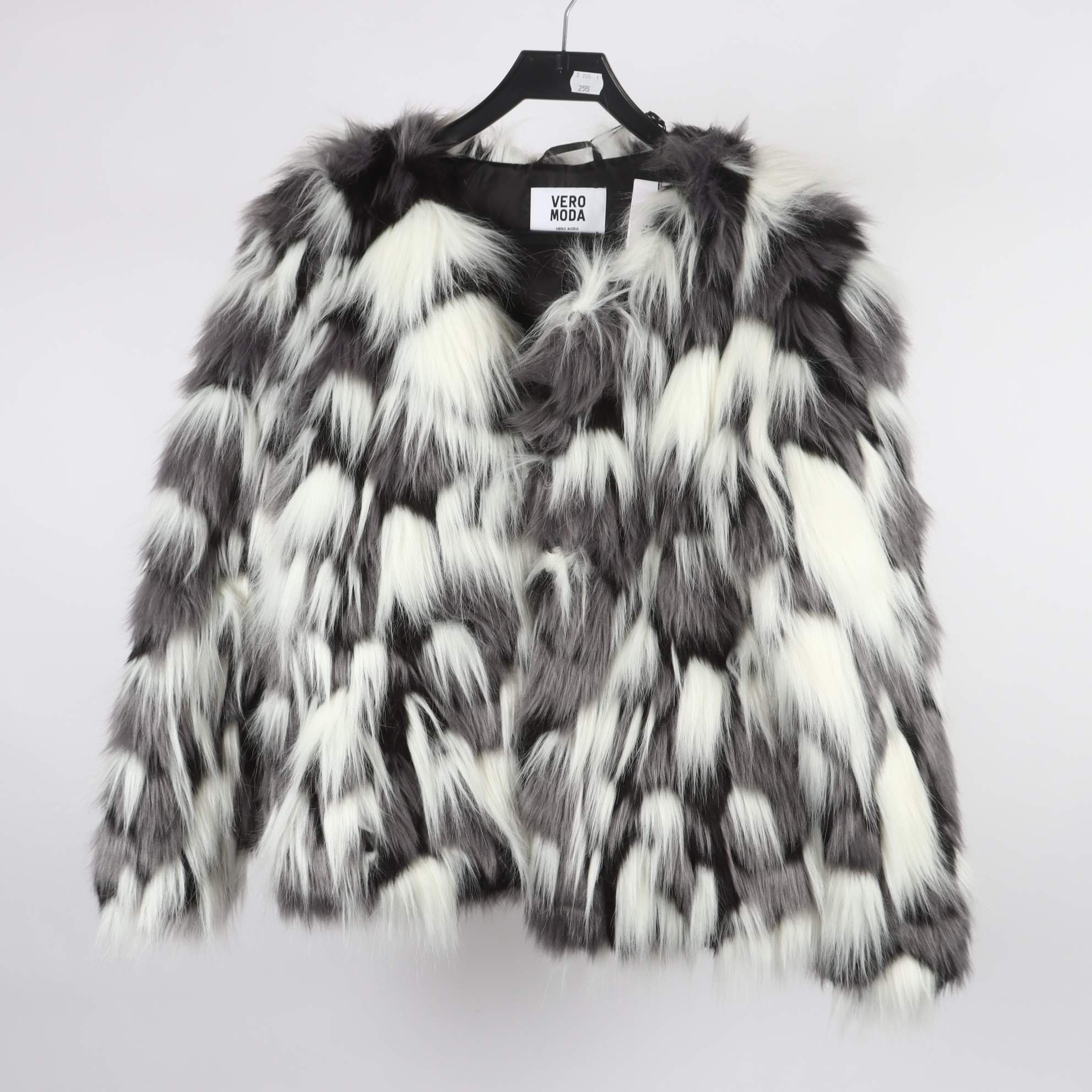Jacka, vero Moda, svart, vit, fuskpäls, stl. M