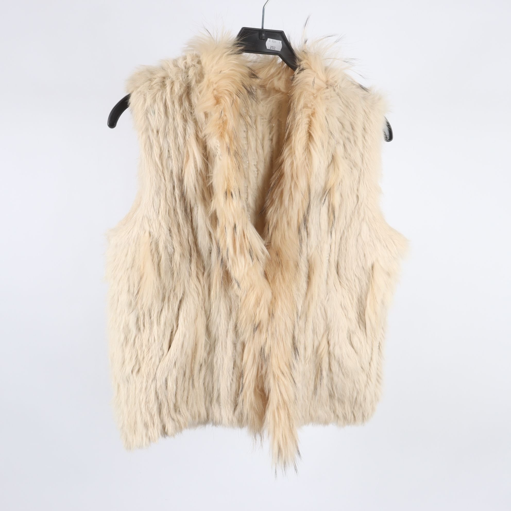 Pälsväst, Okänd, ljusbeige, stl ca. S/M