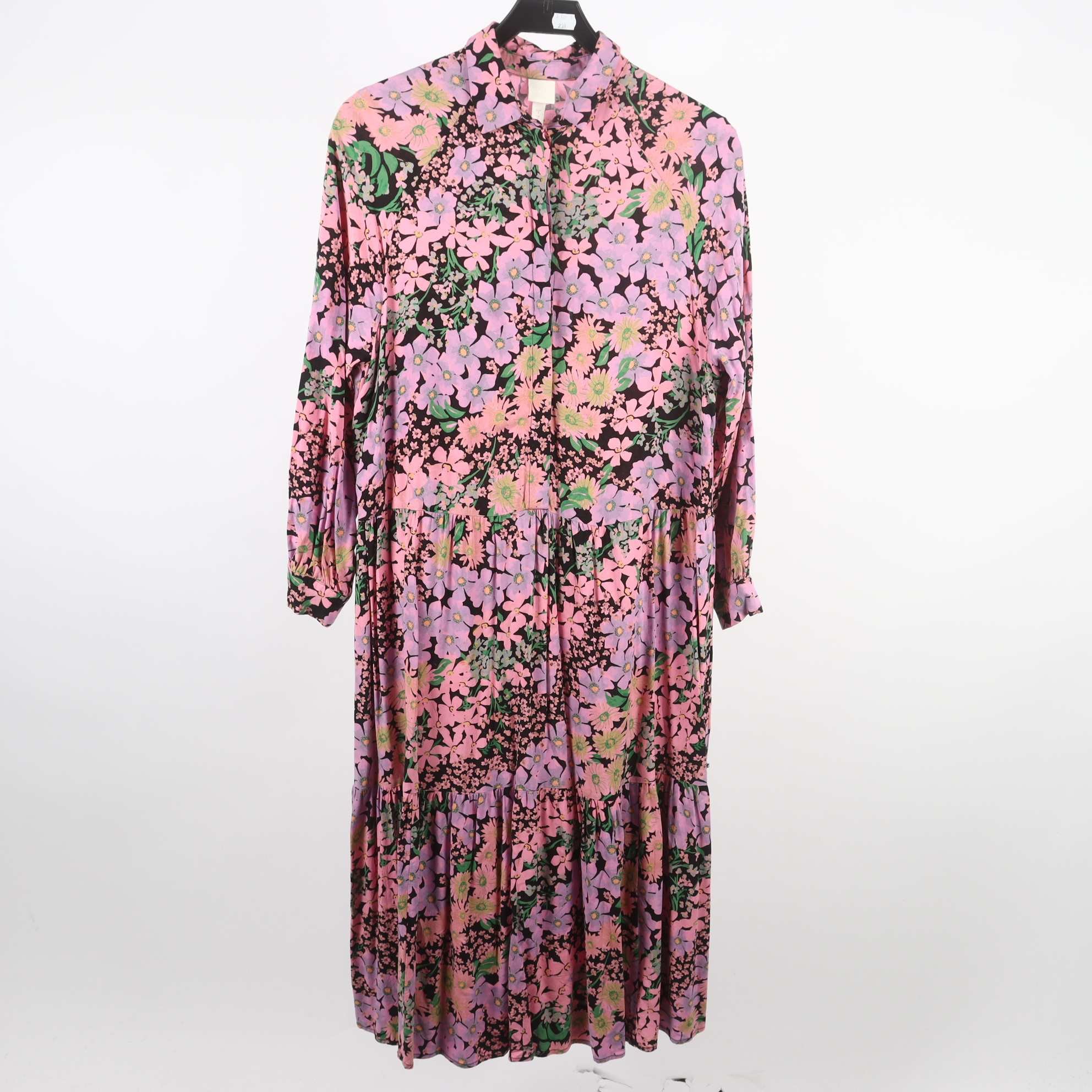 klänning, H&M, rosa, svart, grön, blommig, stl. S