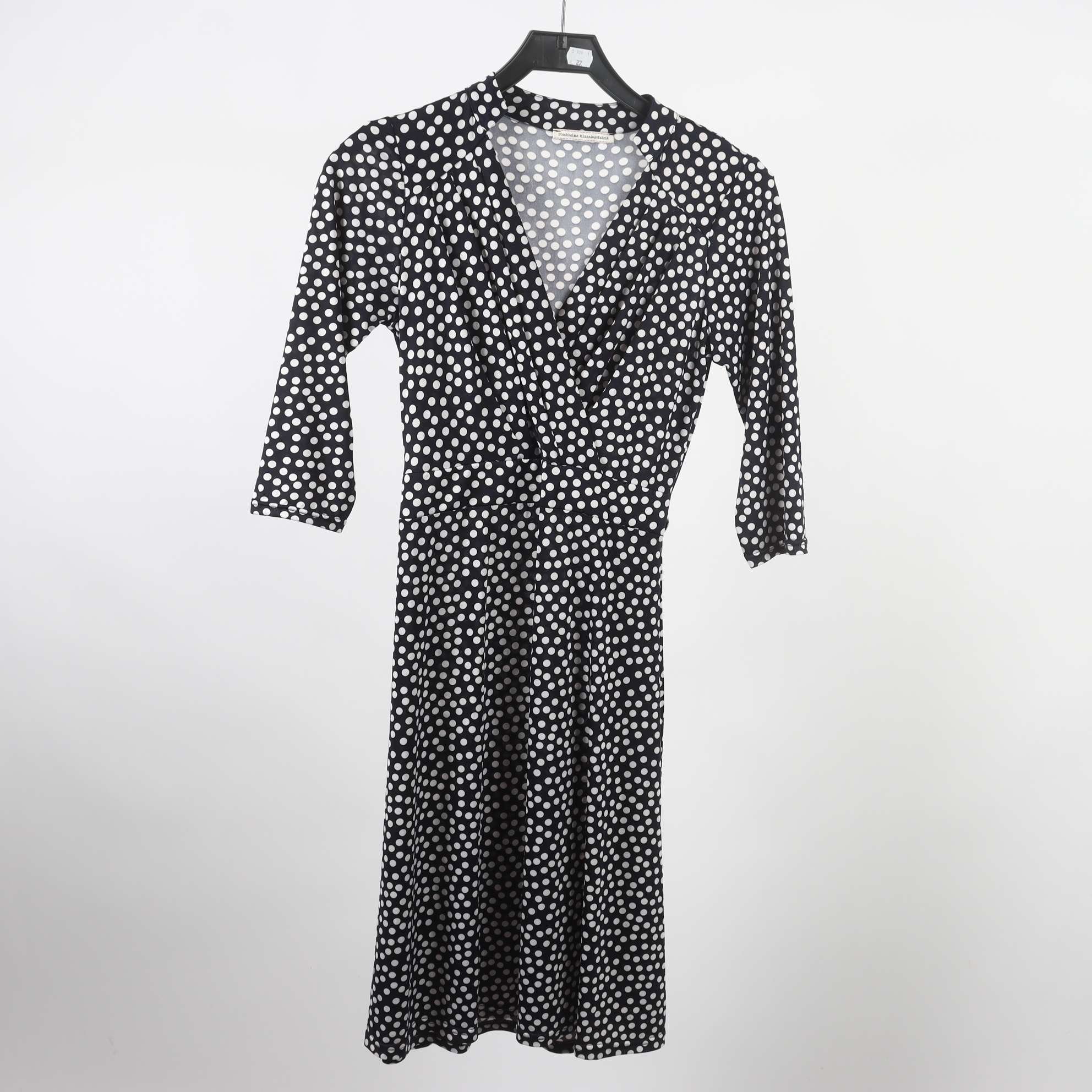 Klänning, Stockholms Klänningsfabrik, blå, vit, prickig, stl ca. S
