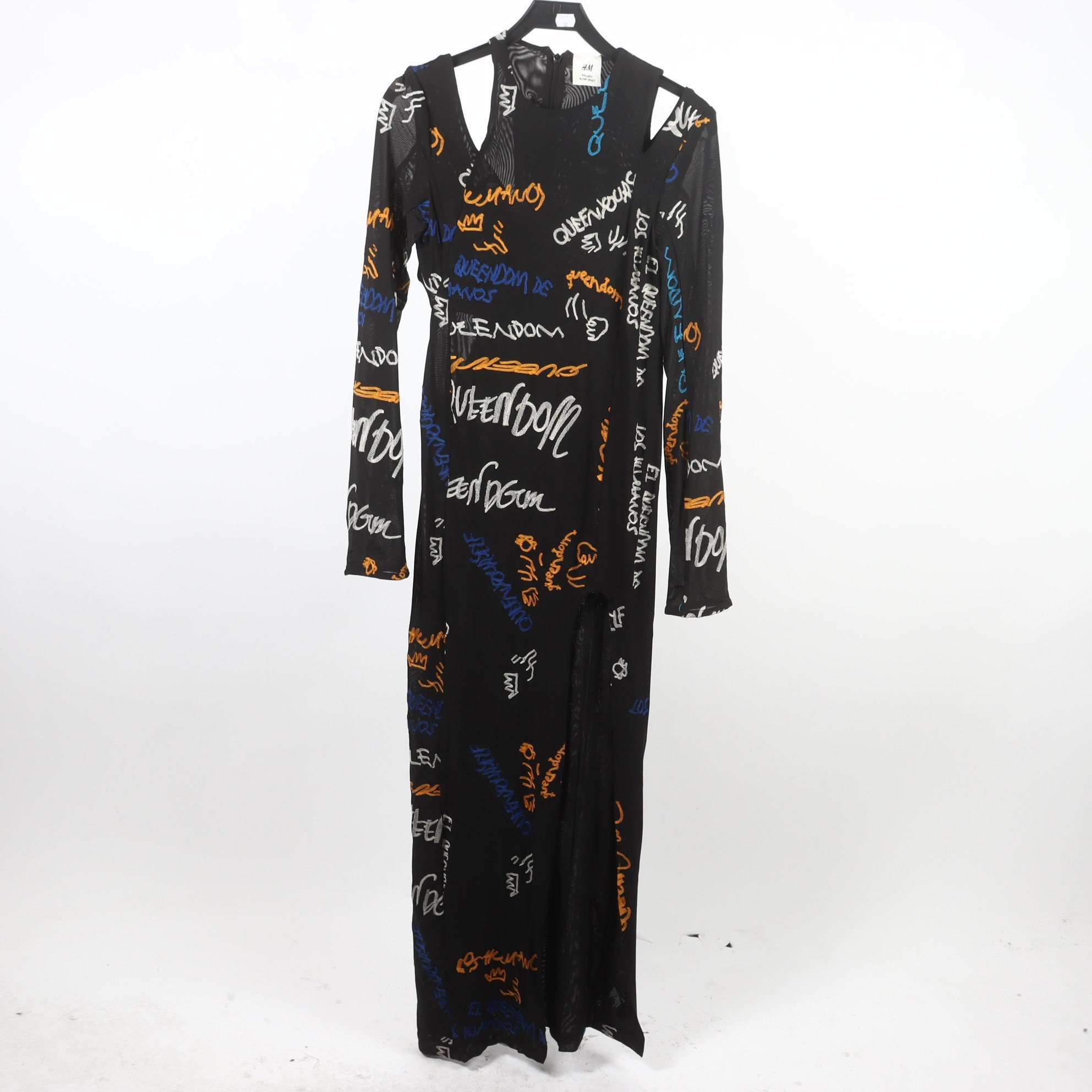 Klänning, H&M Studio 2021, svart, mönstrad, stl. 40