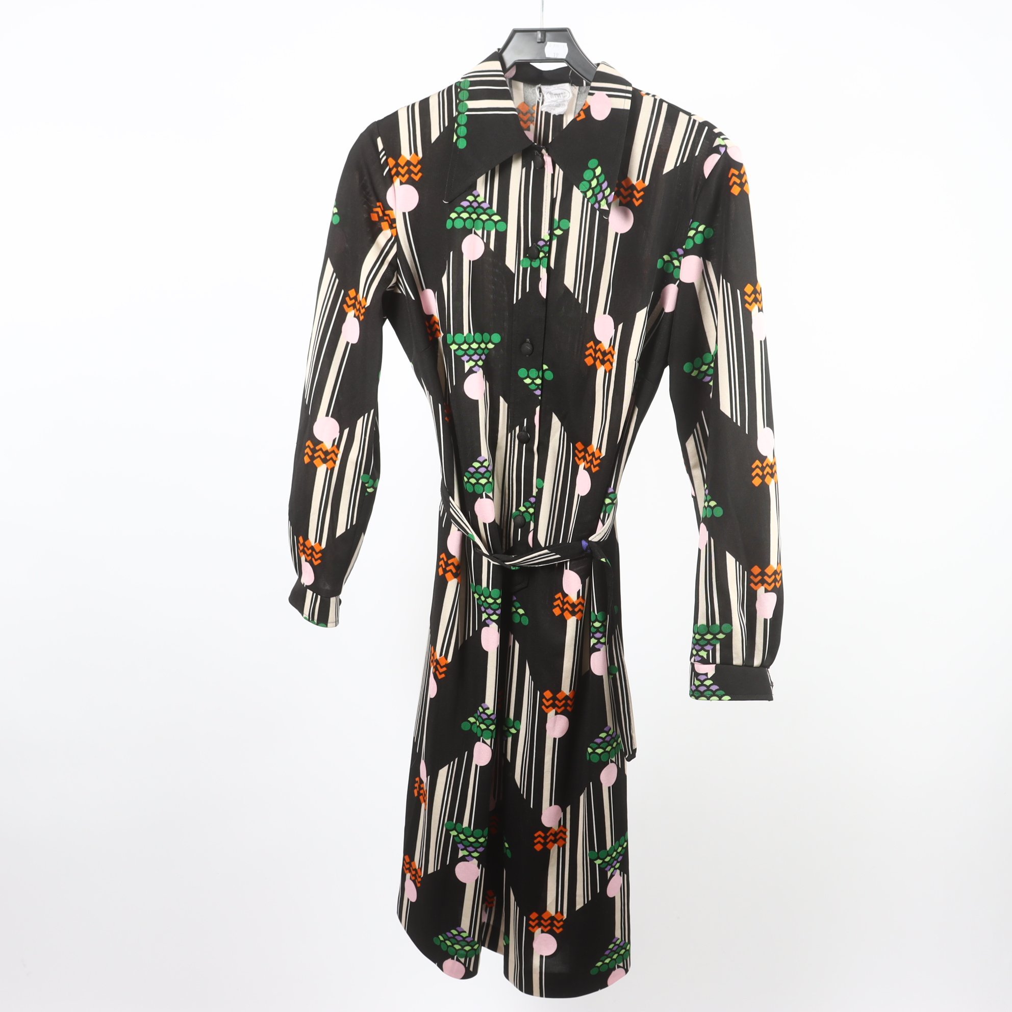 Klänning, vintage, Hyltea of Sweden, svart, mönstrad, stl. 44