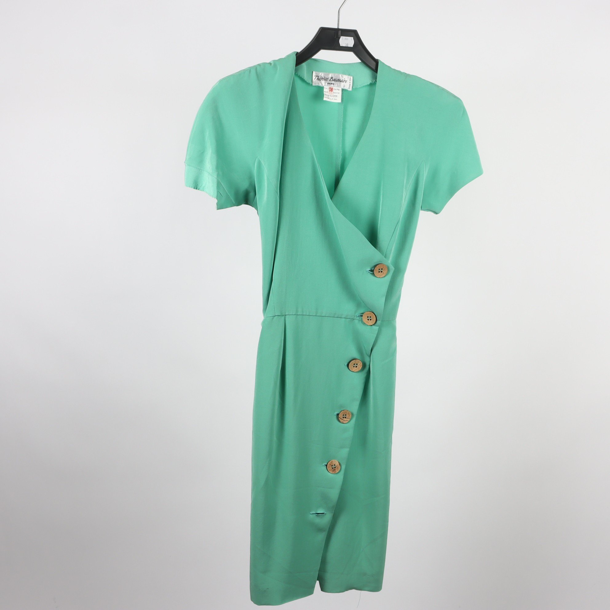 Klänning, vintage, Thèrèse Baumarie Paris, grön, stl. 38