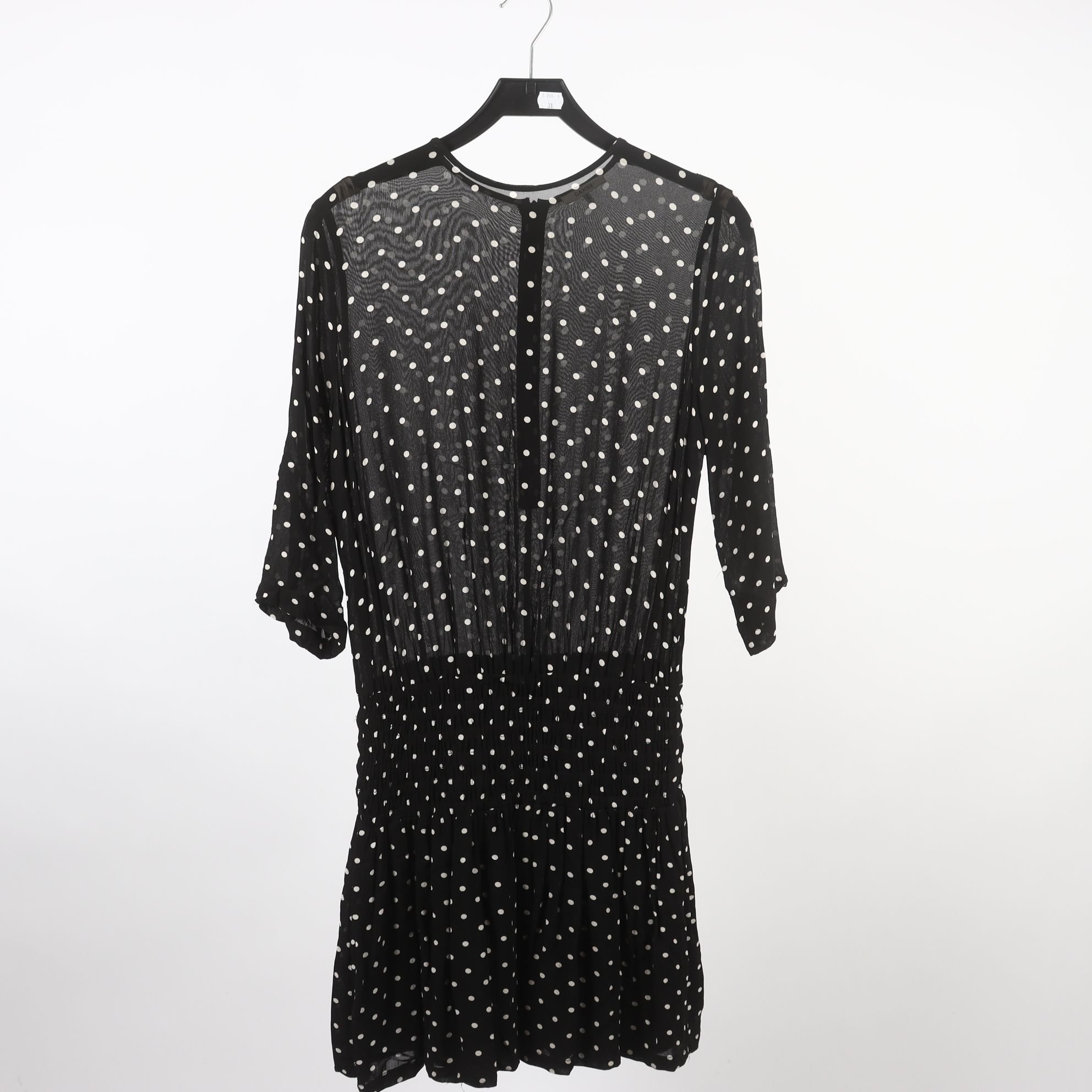 Klänning, Ganni, svart, vit, prickig, stl. 38