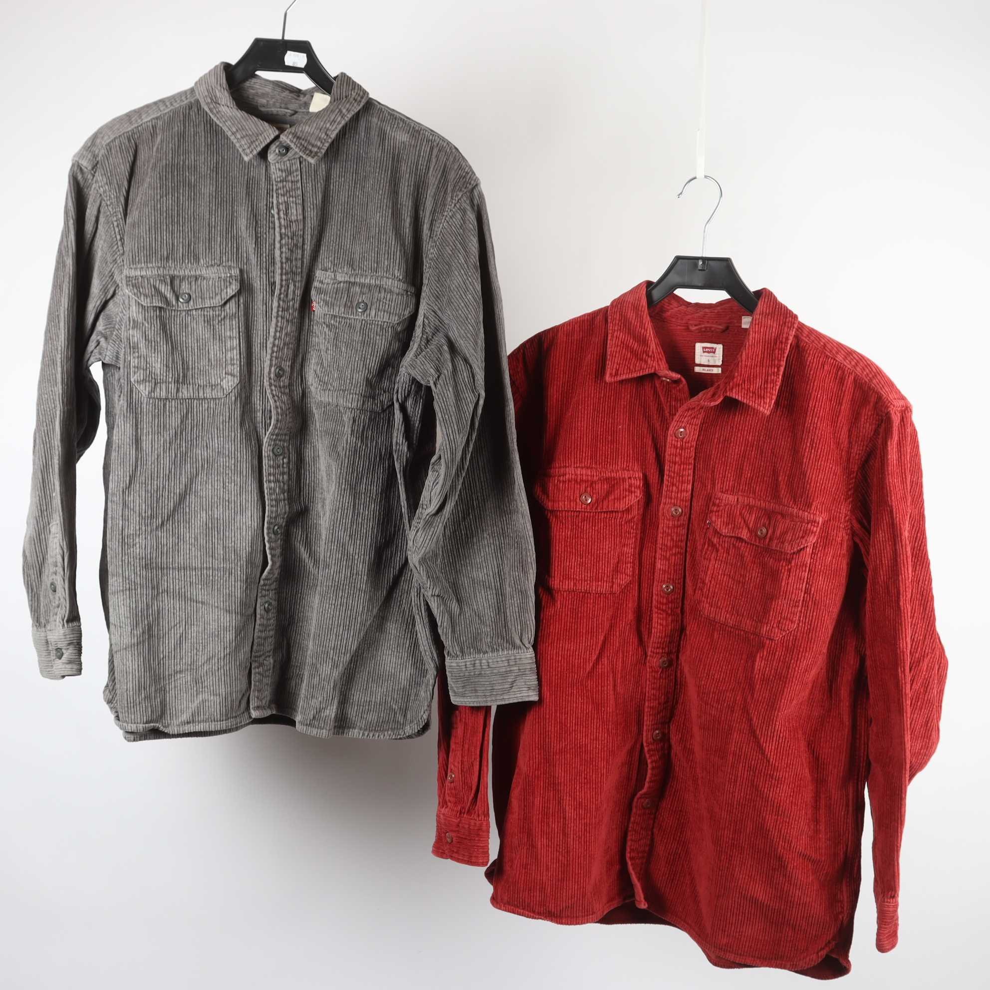 Skjorta 2-pack, Levis, grå, röd, manchester, stl. L