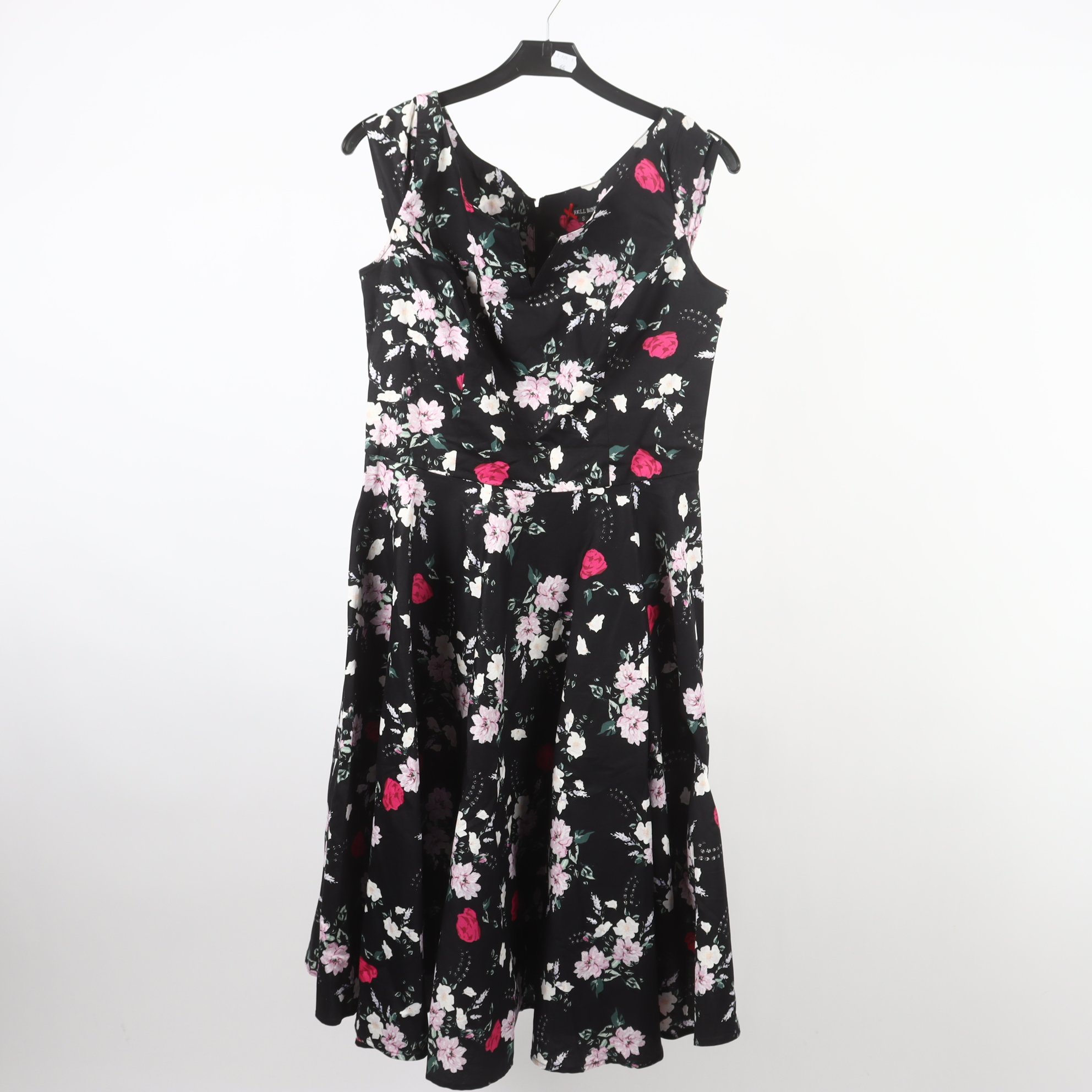 Klänning, Hell Bunny, svart, blommig, stl. S