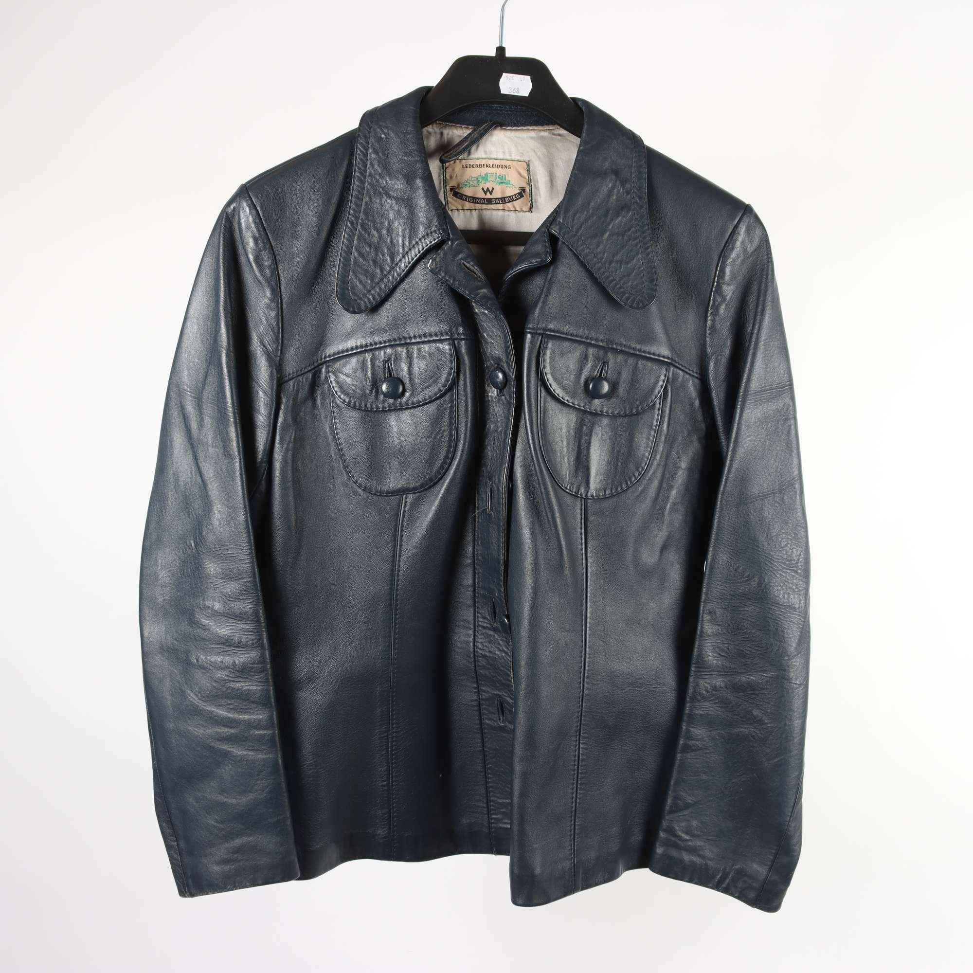 Skinnjacka, Lederbekleidung, blå, stl. ca. XS