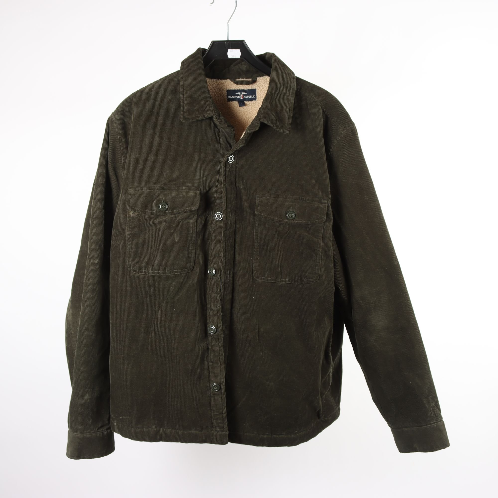 Fodrad skjorta, Hamton Republic, grön, manchester, pilefoder, stl. L.