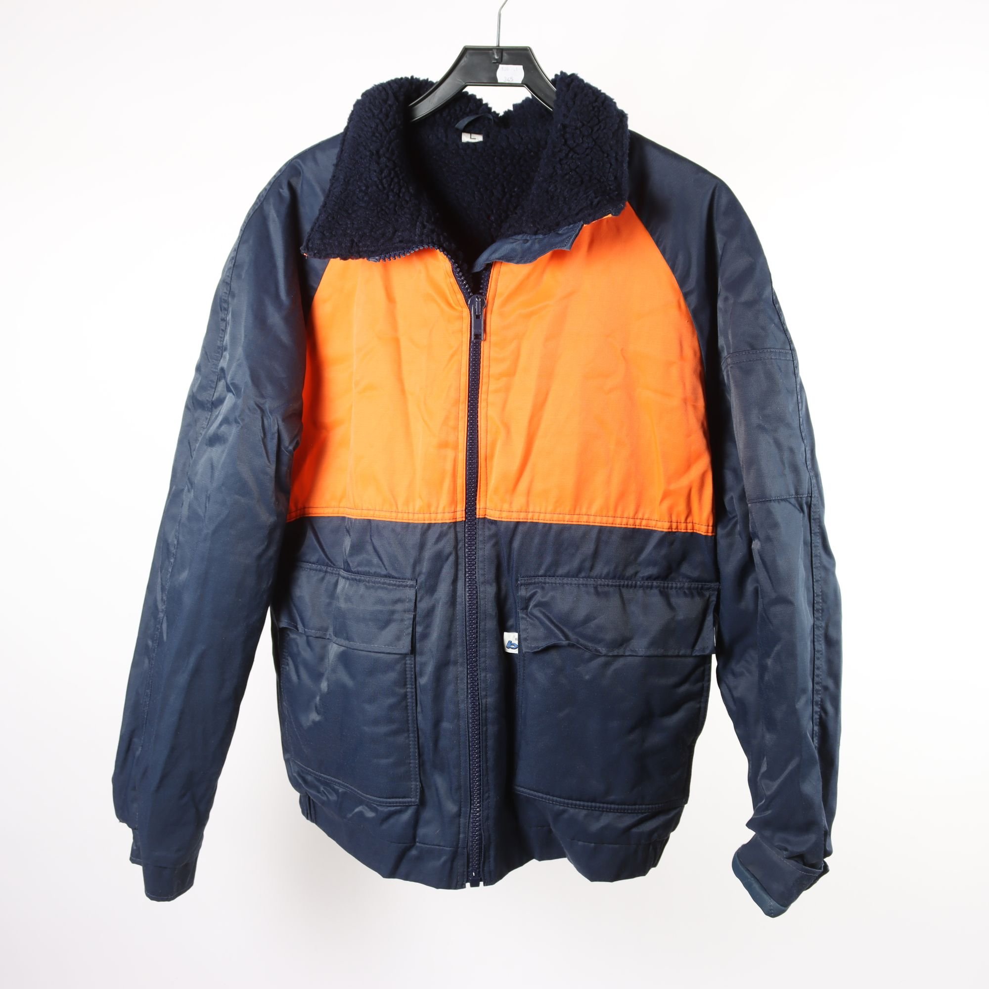Arbetsjacka, B, blå, orange, pilefoder, fiberpäls, stl. L.