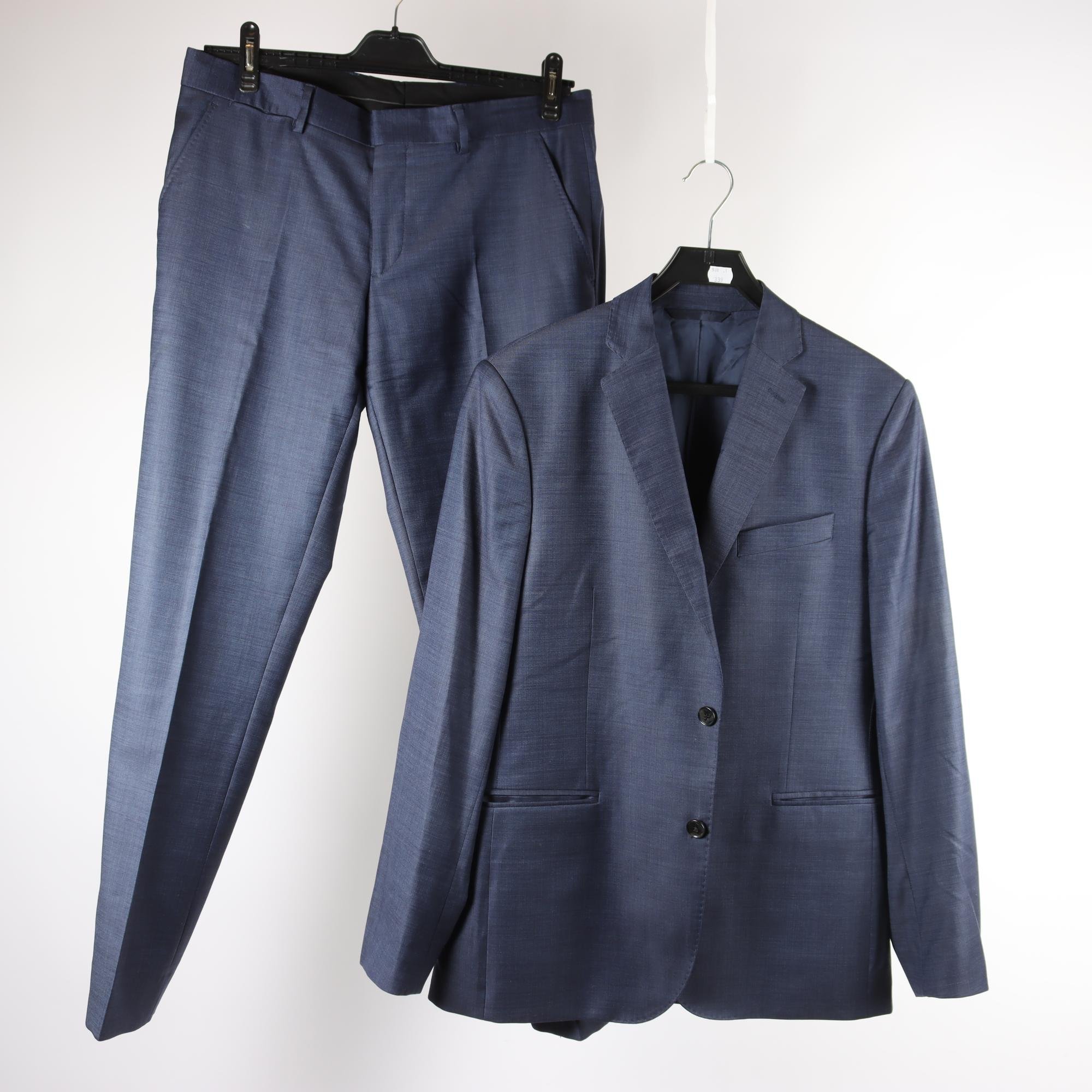 Kostym, J.Lindeberg, blå, ull, stl. 50.