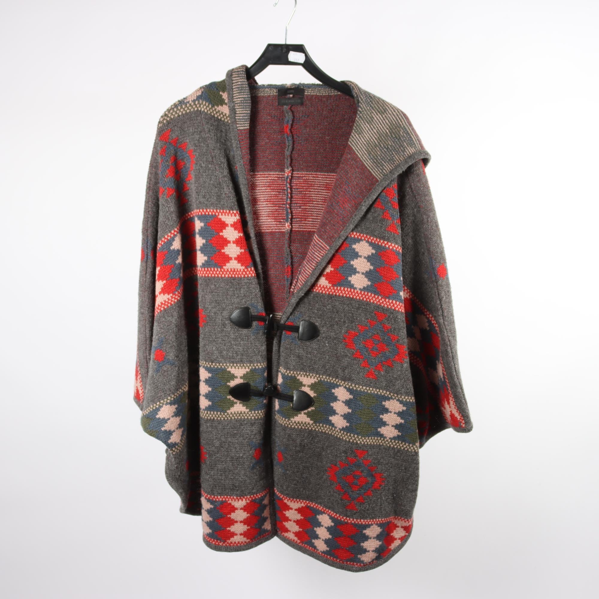 Poncho, Tiger of Sweden, grå, röd, ull, alpaca, stl. M.