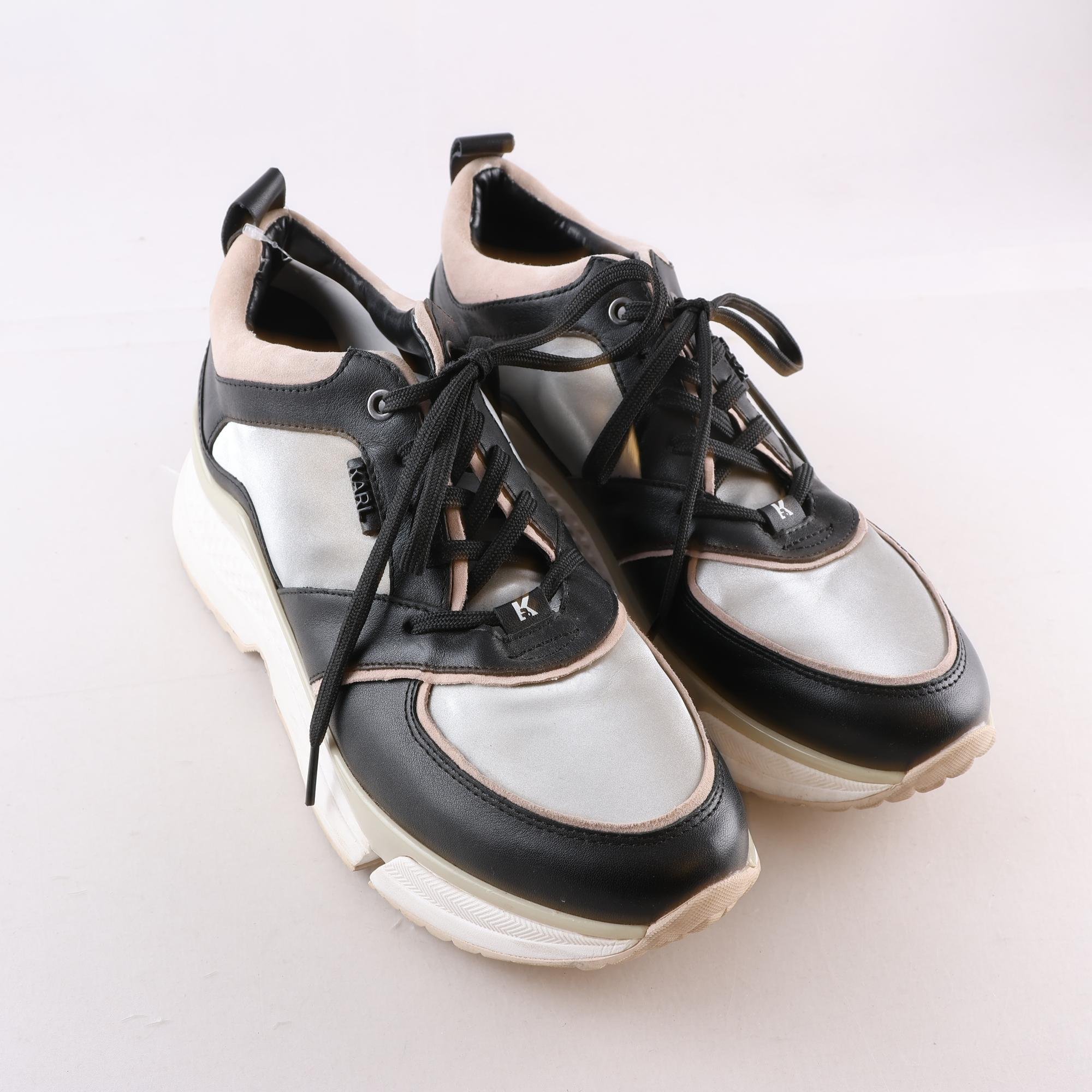 Sneakers, Karl Kagerfeld, silver, svart, stl. 41