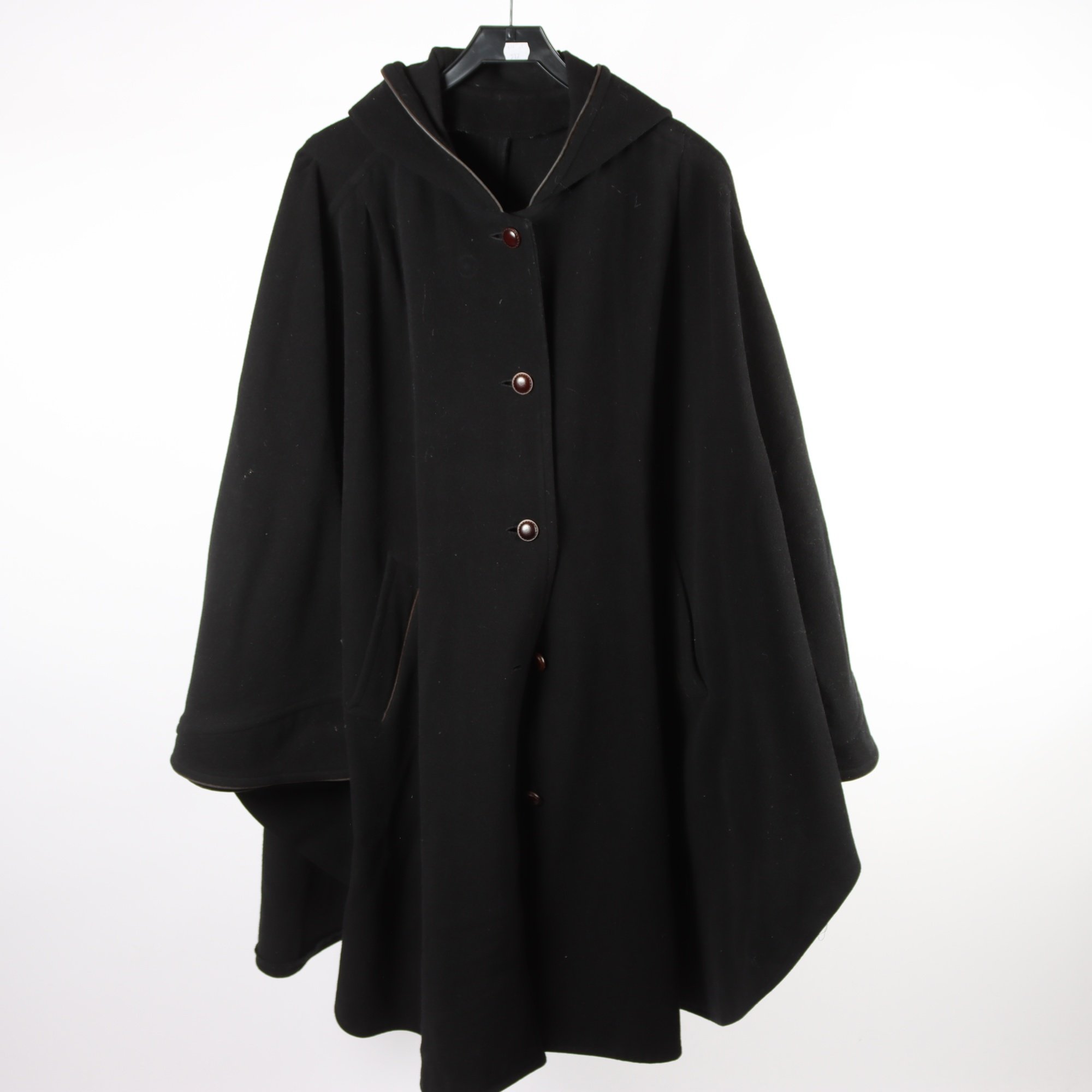 Poncho, Okänd, svart, ullmix, stl. M.