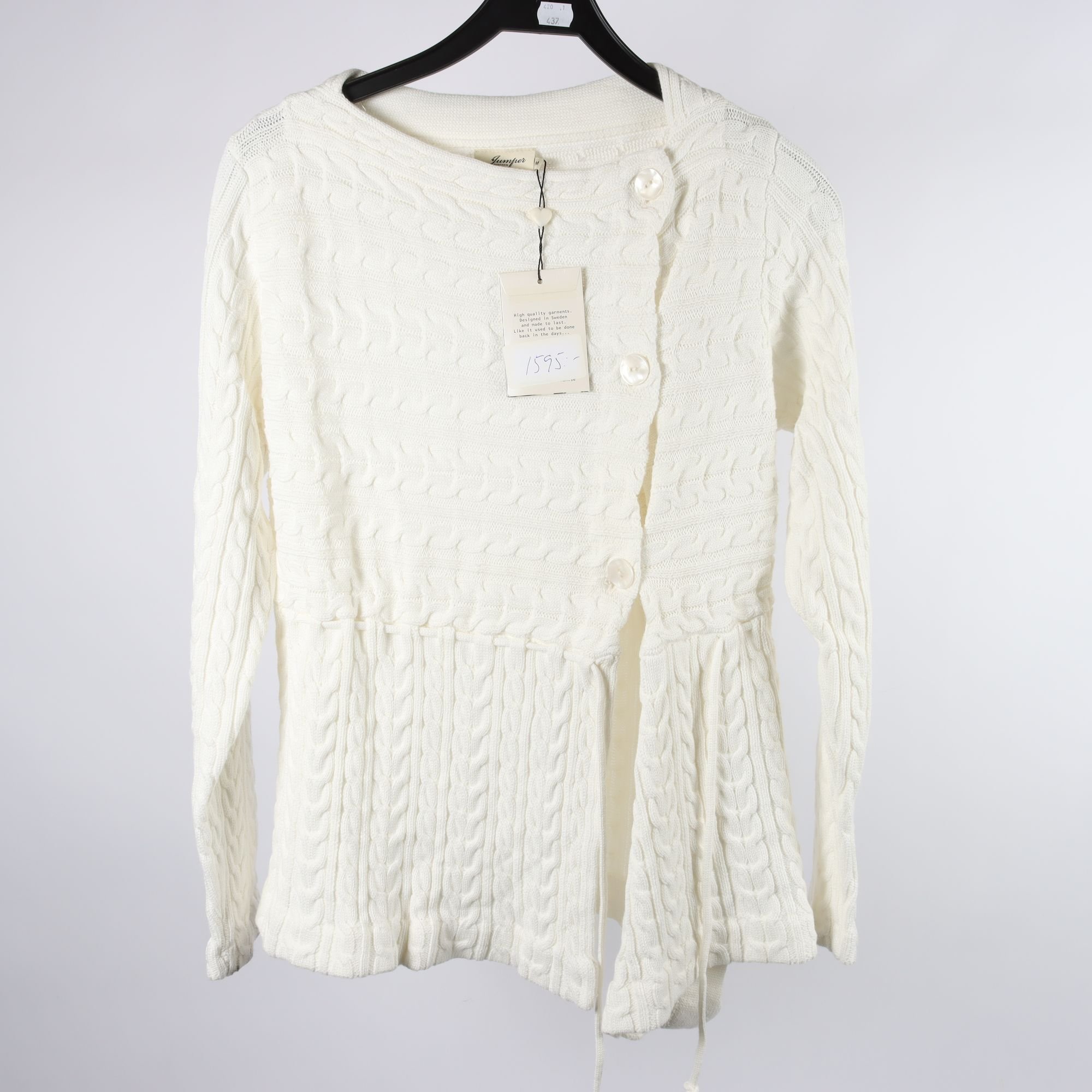 Kofta, Jumperfabriken vit, stl. M.