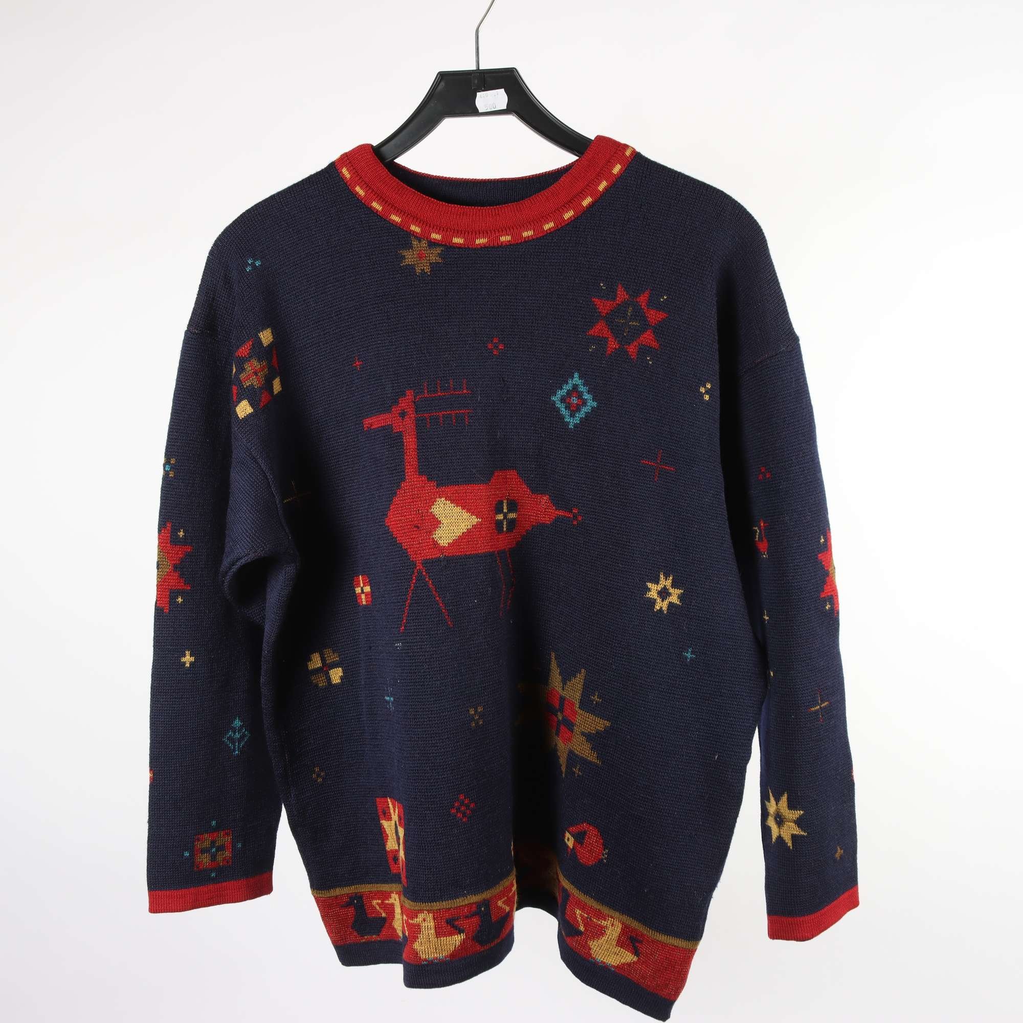 Tröja, Anno, blå, mönstrad, ull, stl. L.