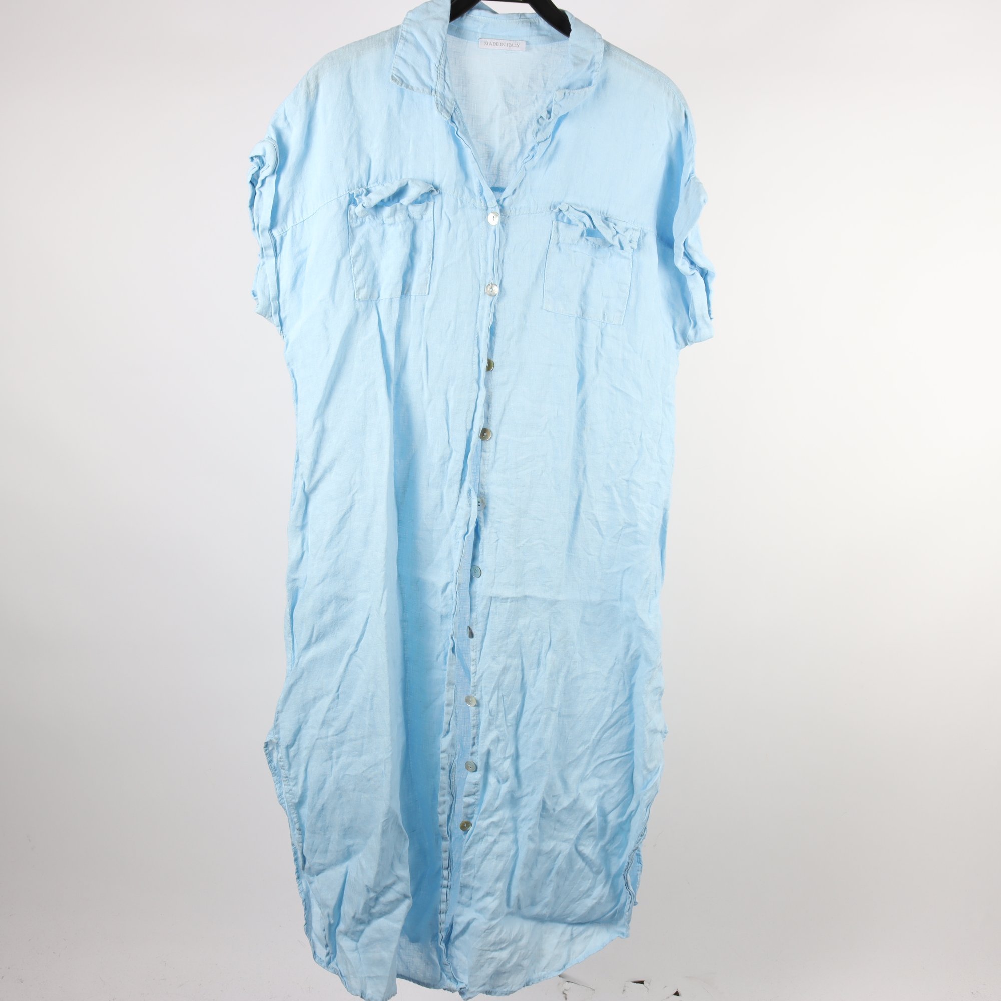 Klänning, Made in Italy, ljusblå, lin, stl. ca. L